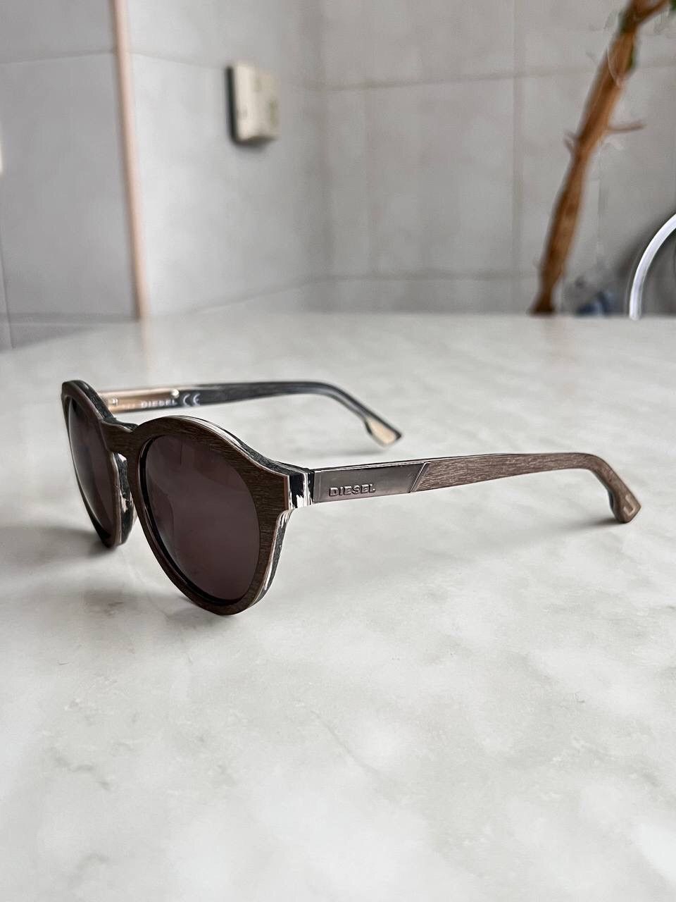Vintage Diesel Sunglasses Wood Frame Eyewear Metal Logo Y2K