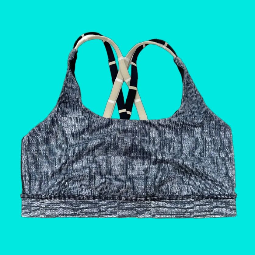 Lululemon LULULEMON Sports Bra Women's Size 6 Medium Support Double Criss Cross Back Heathered Gray Size ONE SIZE - 1 Thumbnail