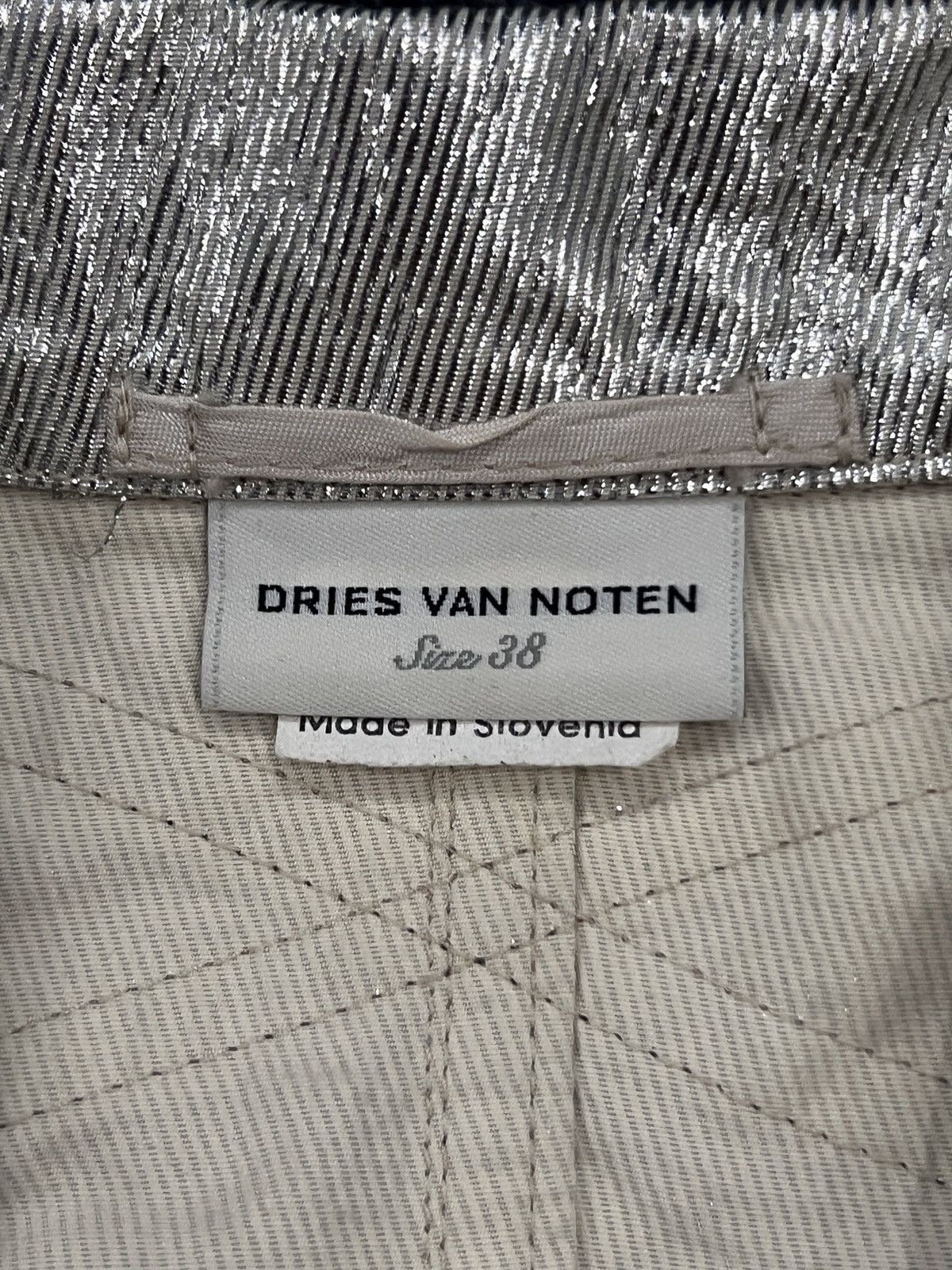 Dries Van Noten Dries Van Noten Liquid Silver Cropped Double-Layer Jacket Size XS / US 0-2 / IT 36-38 - 12 Thumbnail