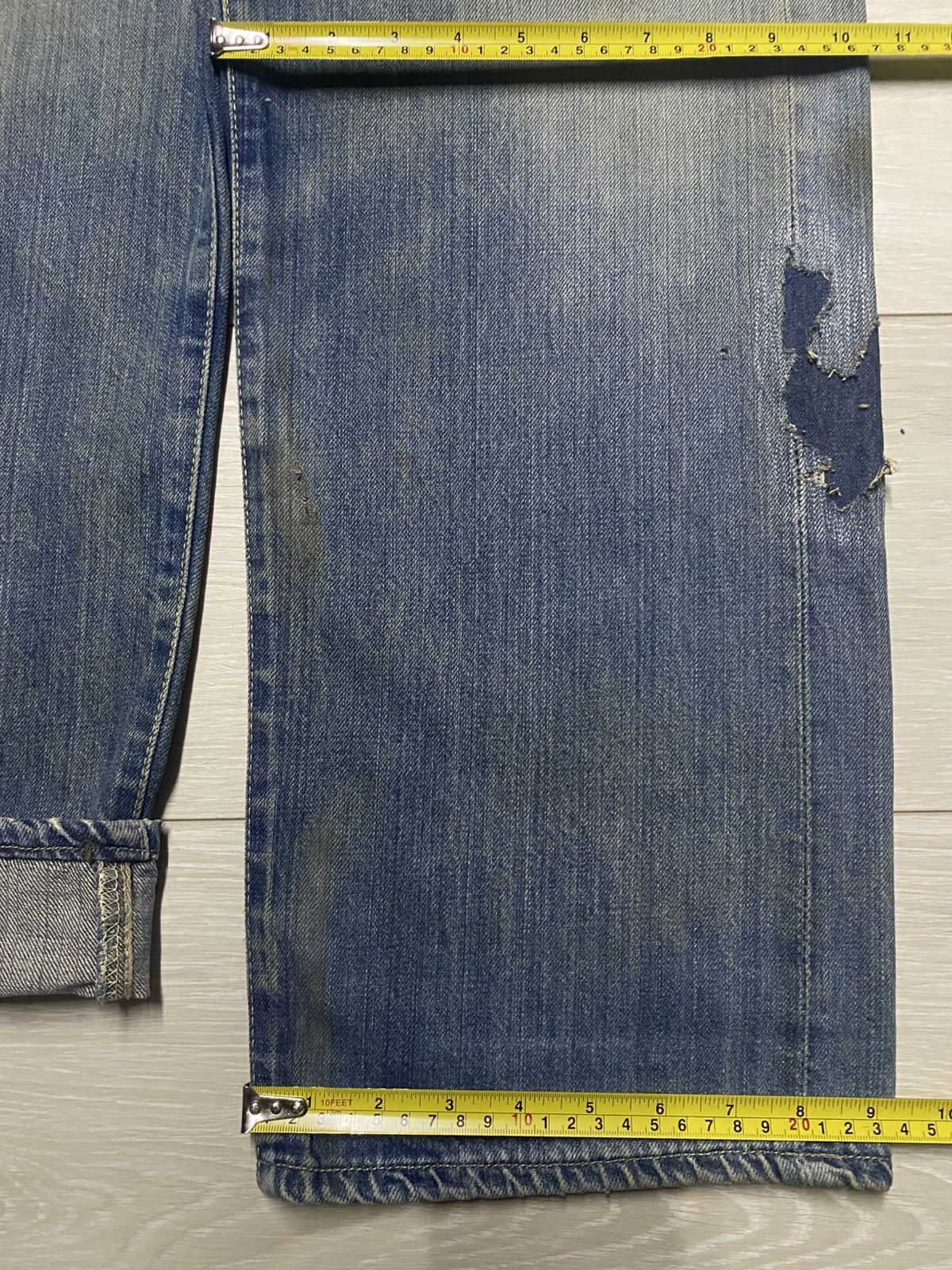 Evisu Crazy Vintage Evis 90s Heavy repaired Distressed Baggy Jeans Size US 33 - 24 Thumbnail