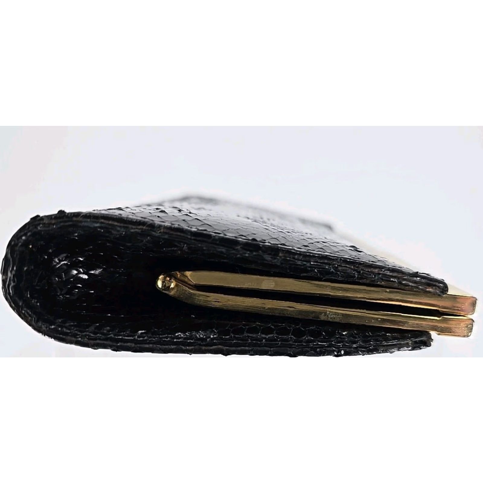 Pierre Cardin Vtg Pierre Cardin Coin Purse Clasp Money Pouch Wallet Snakeskin Black - 1970s - Pierre Cardin - Women - Leather - Decade 1970s - Vintage Coin Purse Size ONE SIZE - 7 Thumbnail