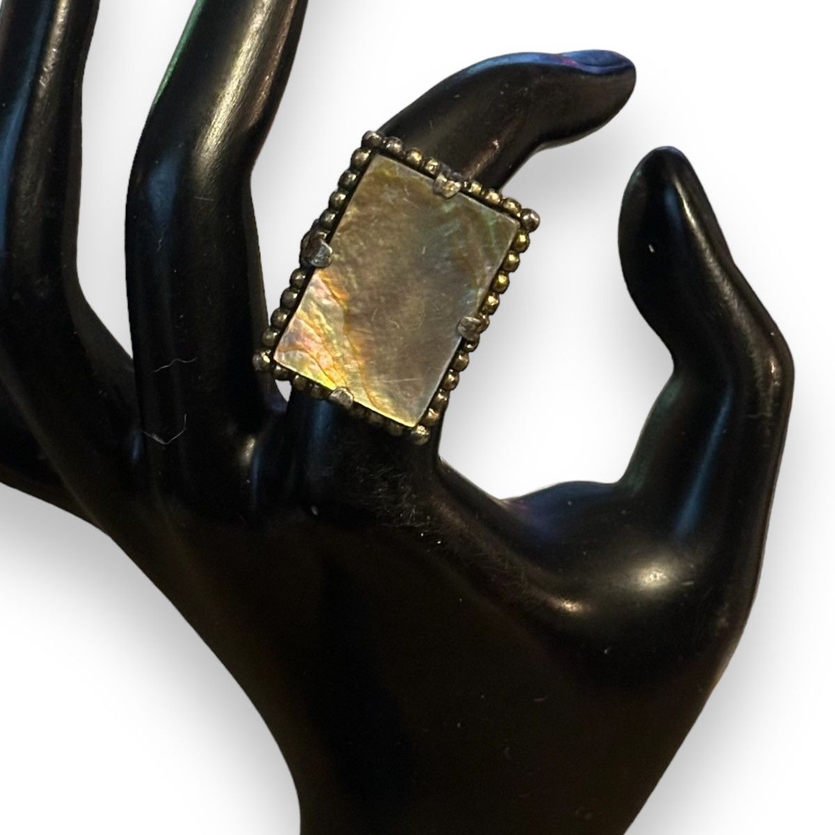 Vintage Vintage rectangular abalone adjustable ring Size ONE SIZE - 2 Thumbnail