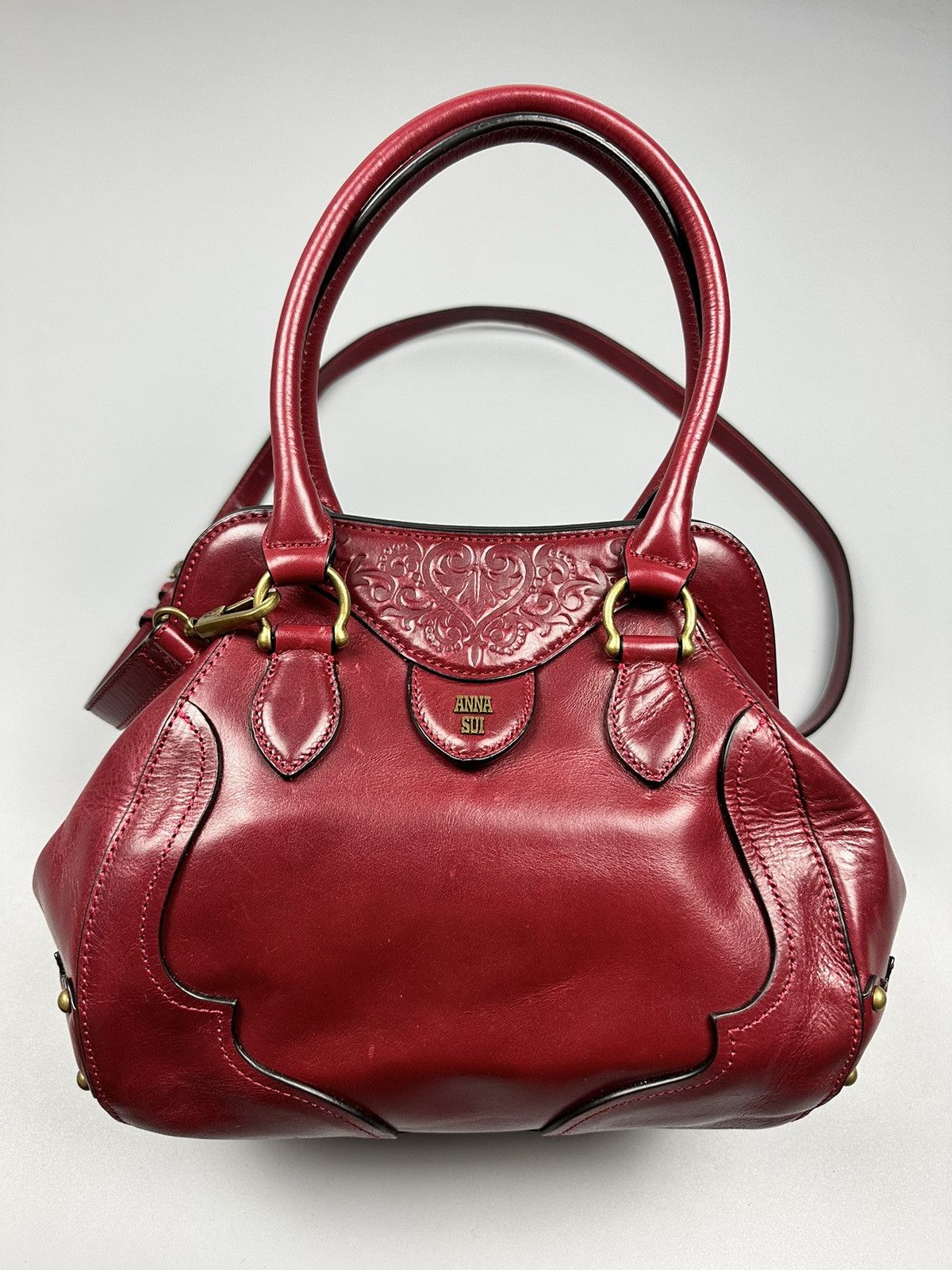 Anna Sui × Genuine Leather ❤️Rare❤️Chrome Hearts Inspired Anna Sui Red Cherry Leather Bag Size ONE SIZE - 2 Thumbnail