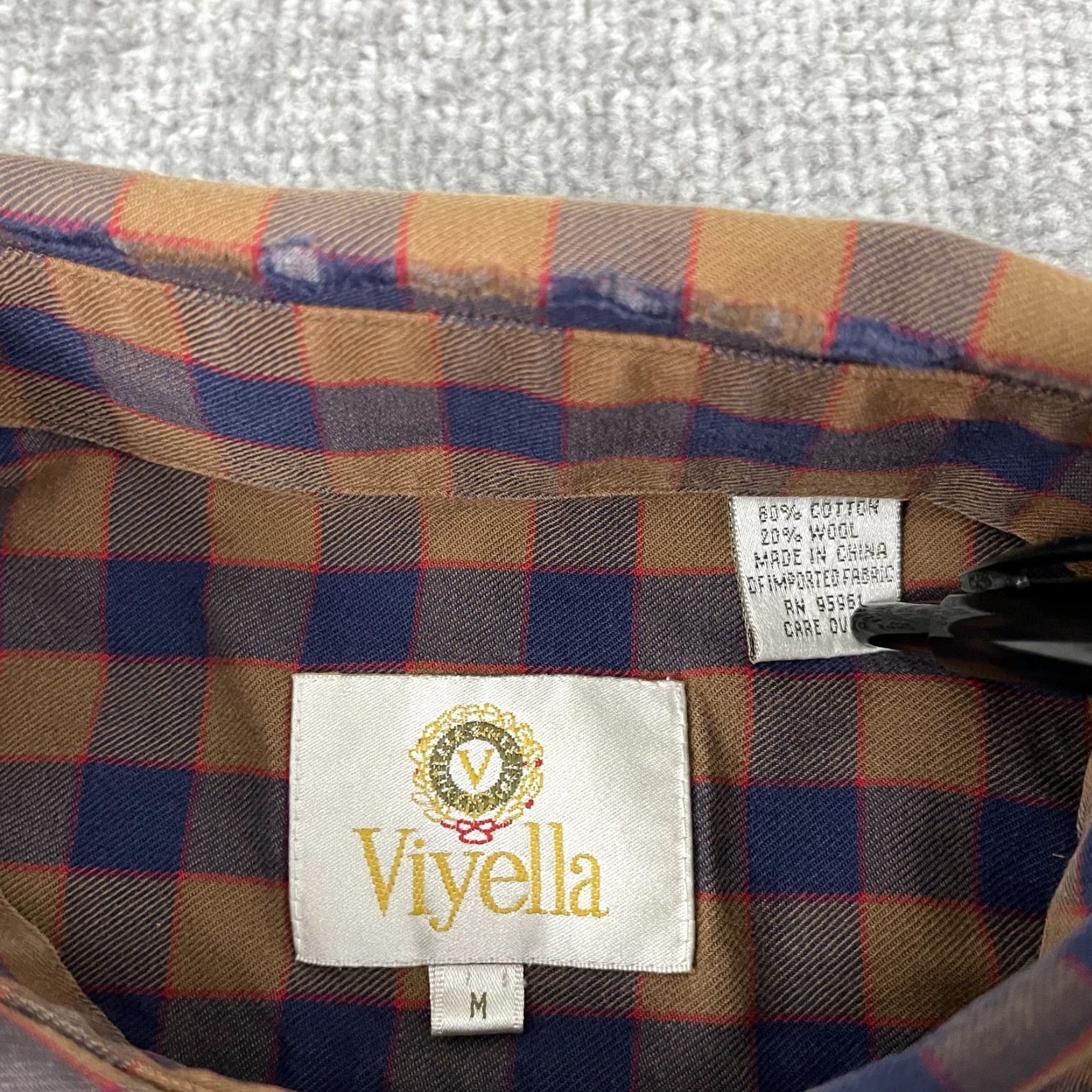 Vintage Viyella Shirt Mens Medium Blue Brown Plaid Wool Blend Button-Down Long Sleeve Size US M / EU 48-50 / 2 - 3 Thumbnail