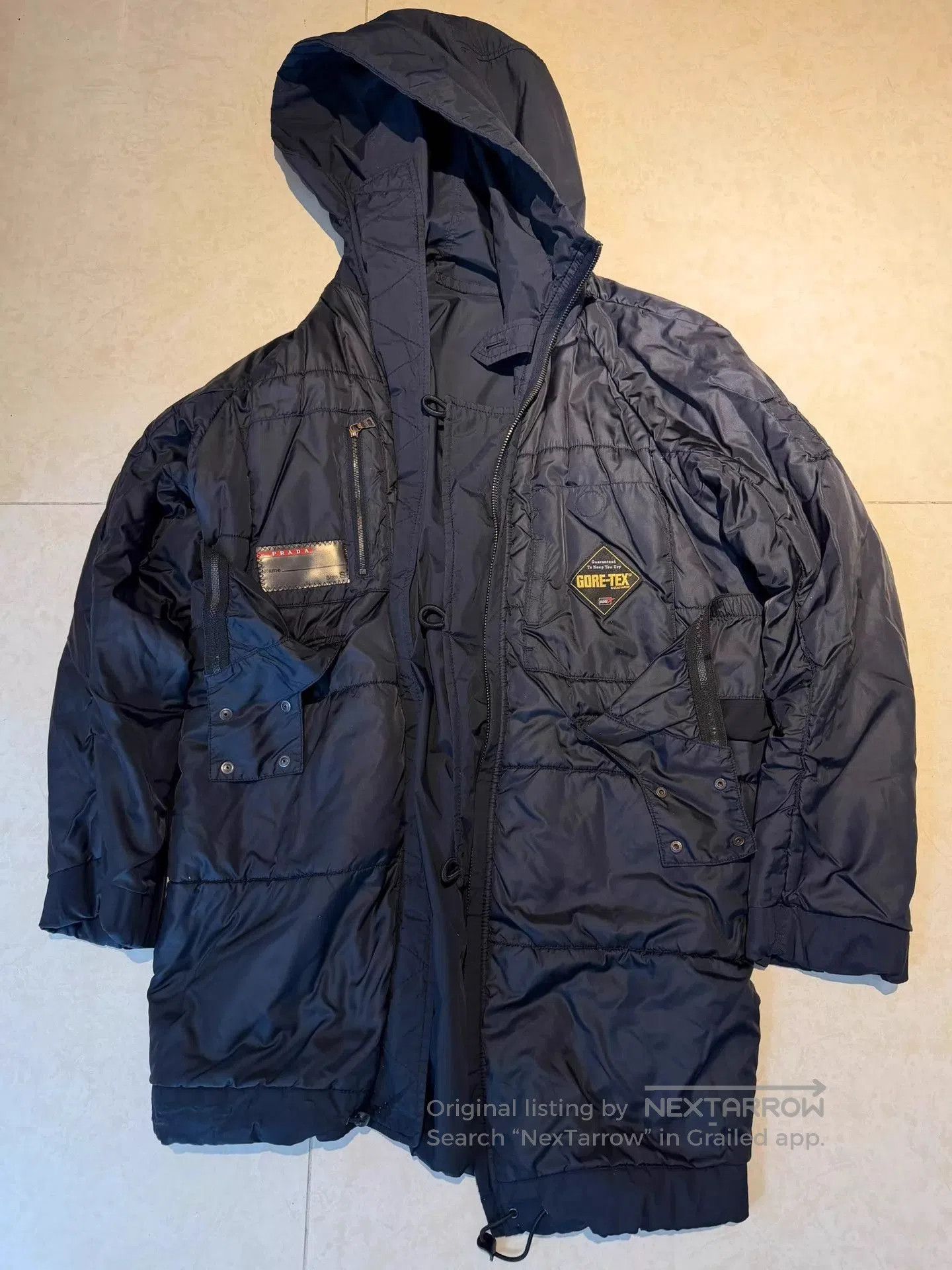 Prada Blue Hooded Long Coat with Zip and Button Closure. Size US S / EU 44-46 / 1 - 5 Thumbnail