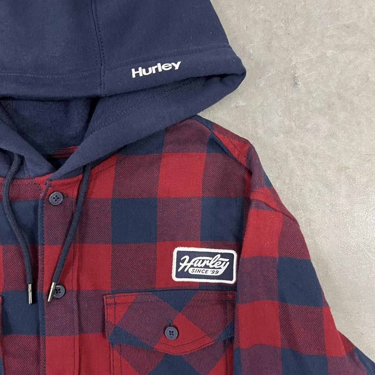 Hurley Crazy Vintage Y2K/2000s Hurley Hooded Striped Button Up Long Sleeve Brand New Shirt! Size US M / EU 48-50 / 2 - 4 Thumbnail