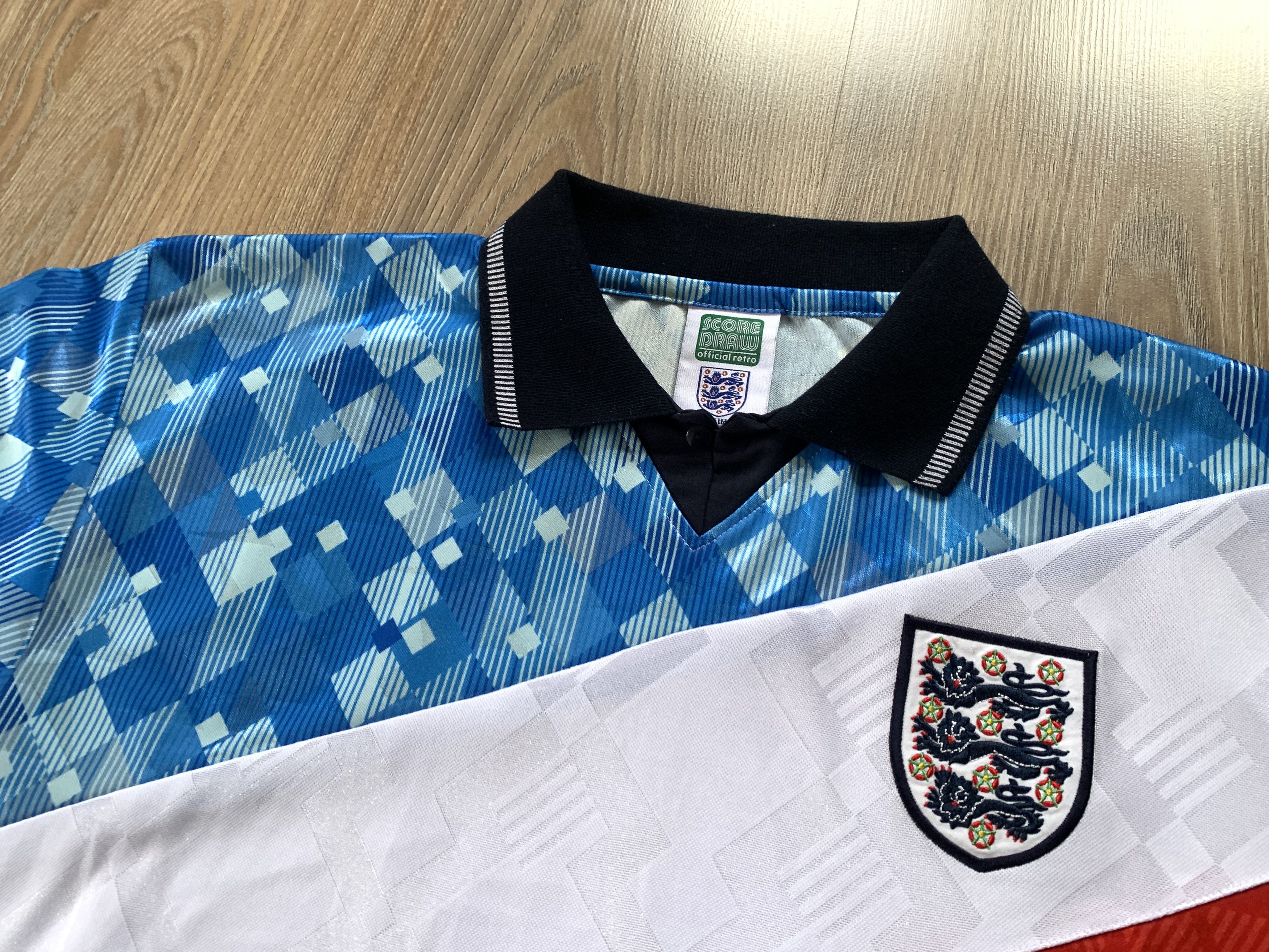Vintage Score Draw England Licensed Retro Football Shirt Jersey Size US L / EU 52-54 / 3 - 4 Thumbnail