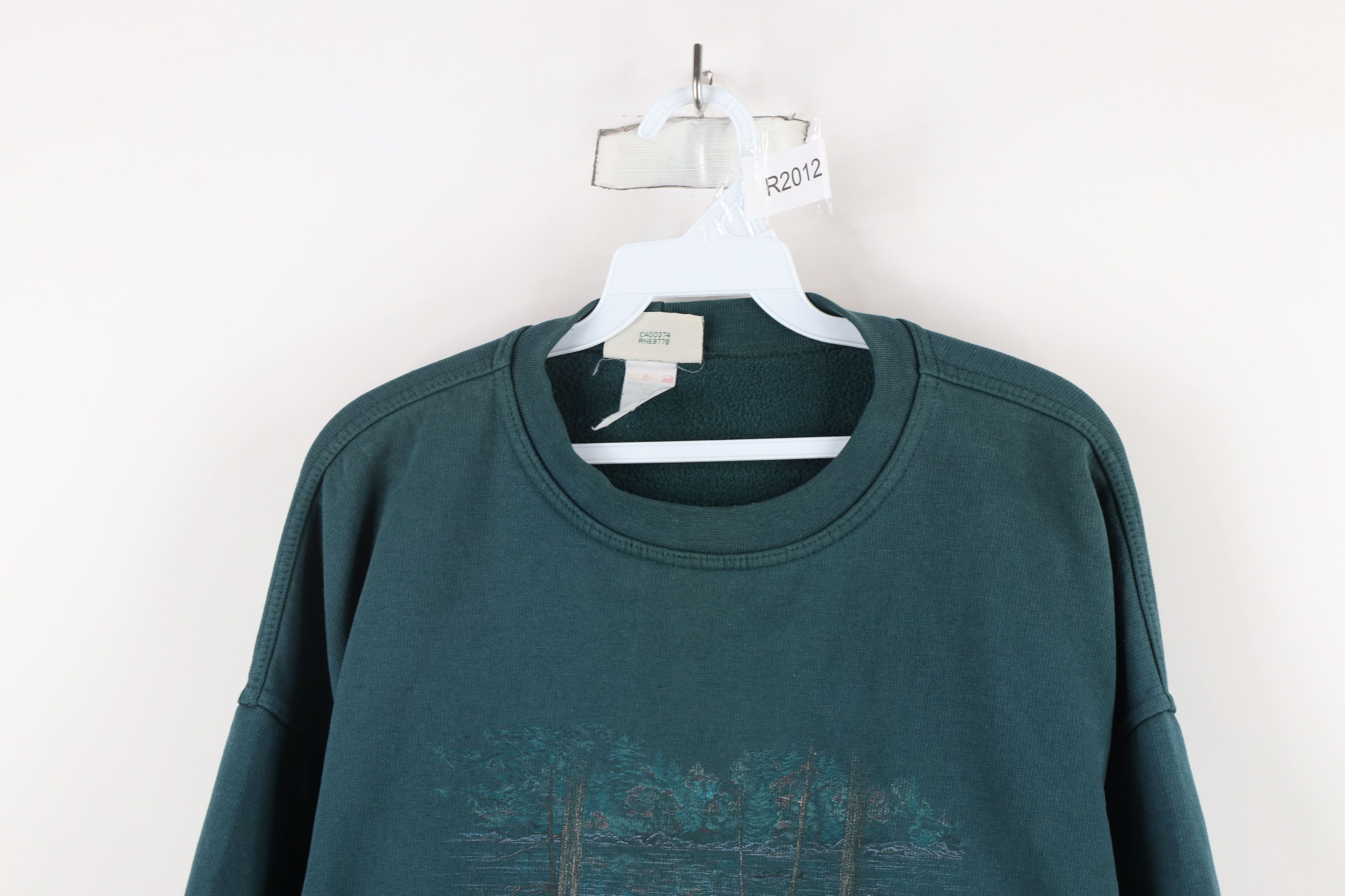 Vintage Vintage 90s Country Primitive Autumn Nature Lake Sweatshirt Size L / US 10 / IT 46 - 2 Thumbnail