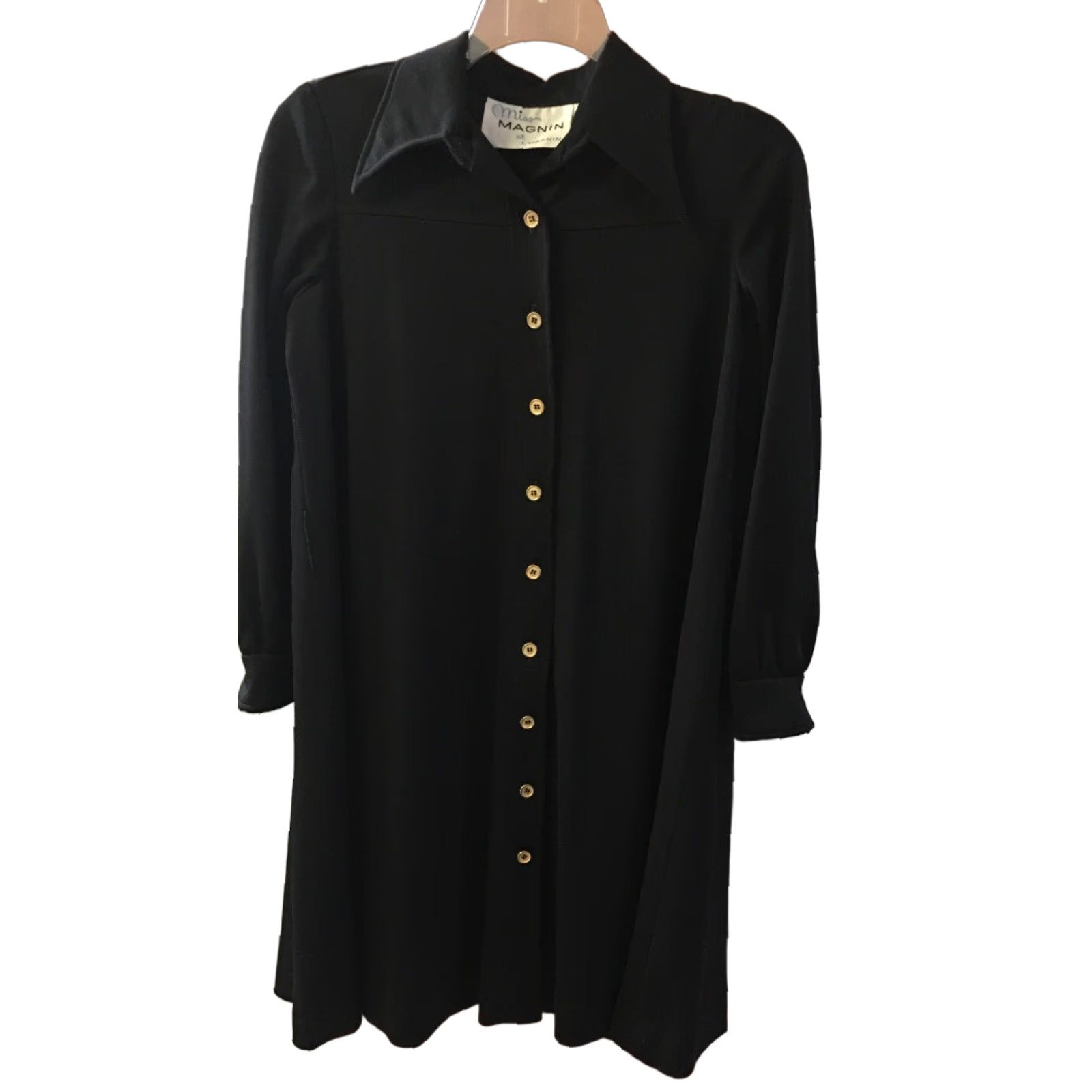 I. Magnin VINTAGE I Magnin Dress Women’s Size 10 Black Shirt Retro Made USA Size L / US 10 / IT 46 - 1 Thumbnail