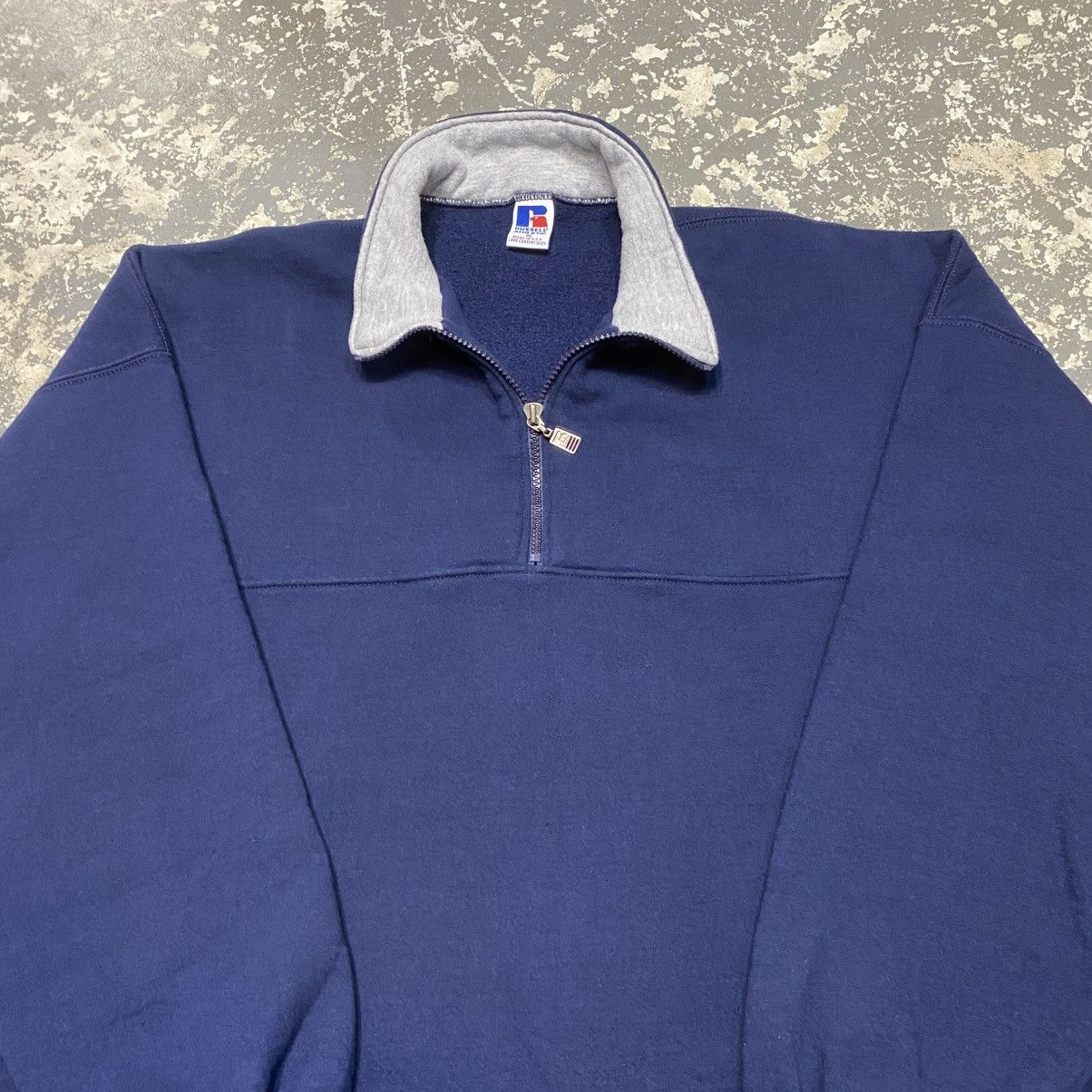 Russell Athletic × Vintage Vintage Russell Athletic Navy Blank 1/4 Zip Crewneck USA Size US XL / EU 56 / 4 - 7 Thumbnail
