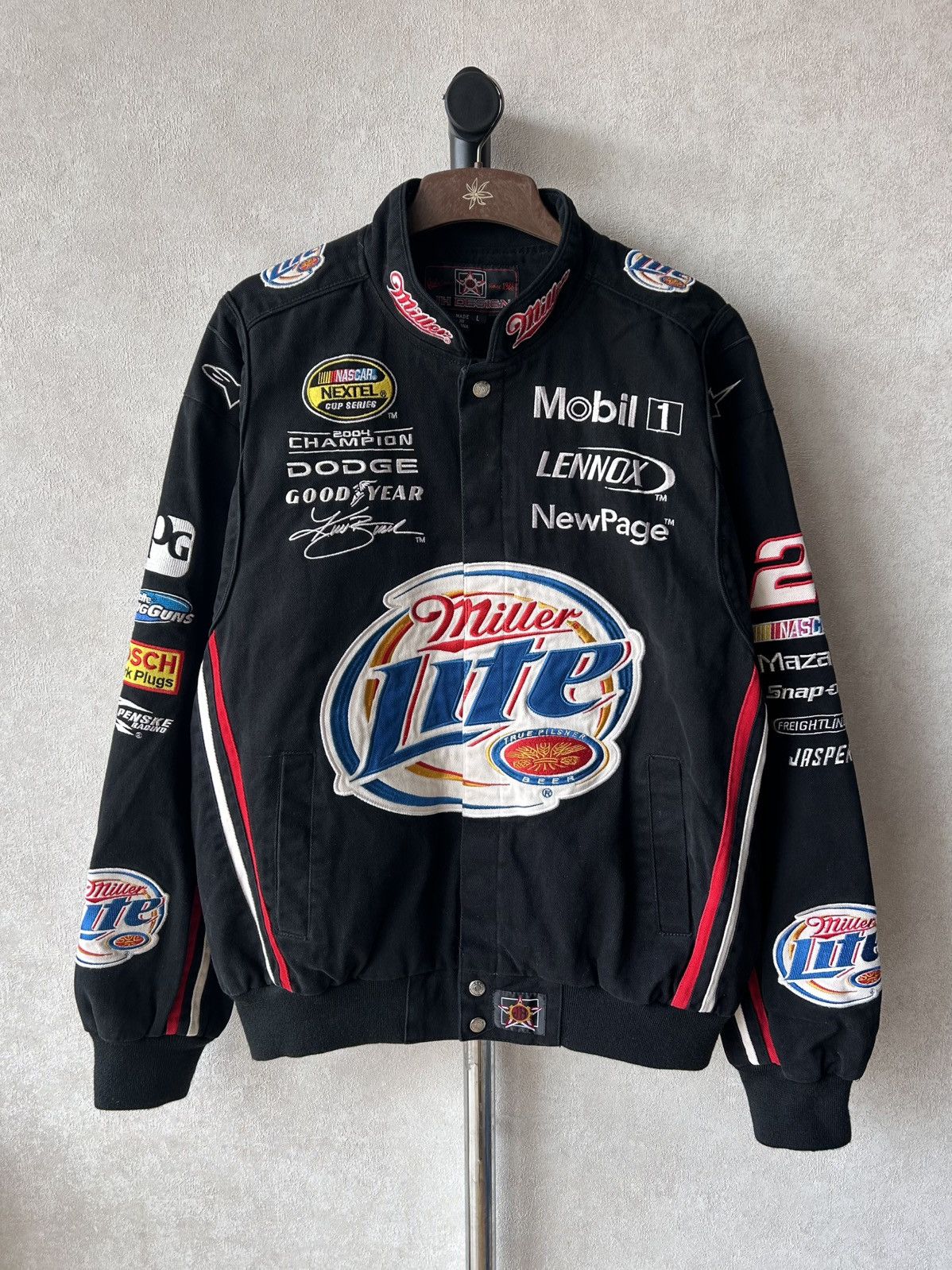 Jeff Hamilton Vintage Jeff Hamilton Miller Lite Promo Nascar Jacket Size US L / EU 52-54 / 3 - 1 Thumbnail