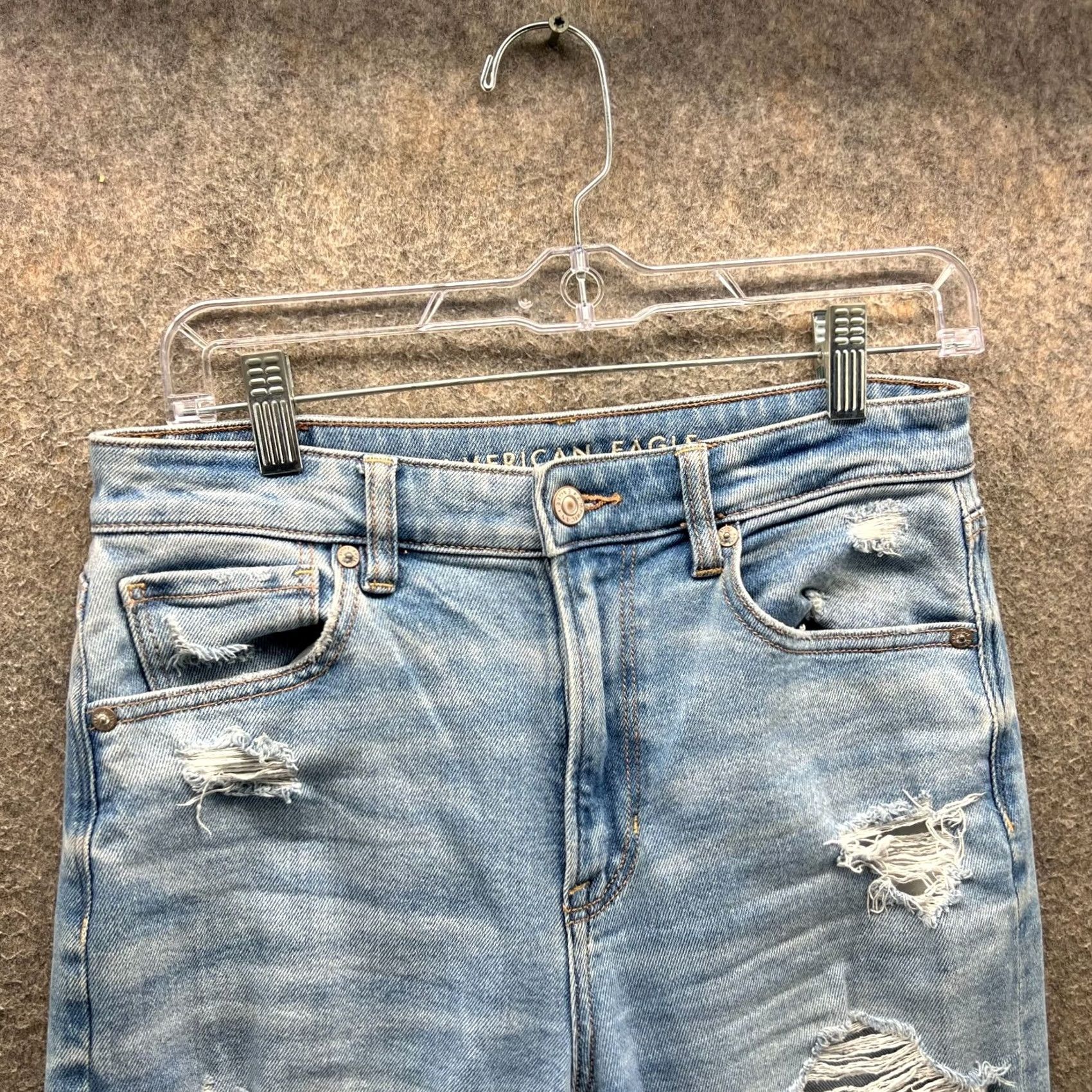 American Eagle Outfitters VINTAGE American Eagle Outfitters Jeans Womens 6 Blue Distressed Mom Stretch Denim Ripped Baggy Size 28" / US 6 / IT 42 - 6 Thumbnail