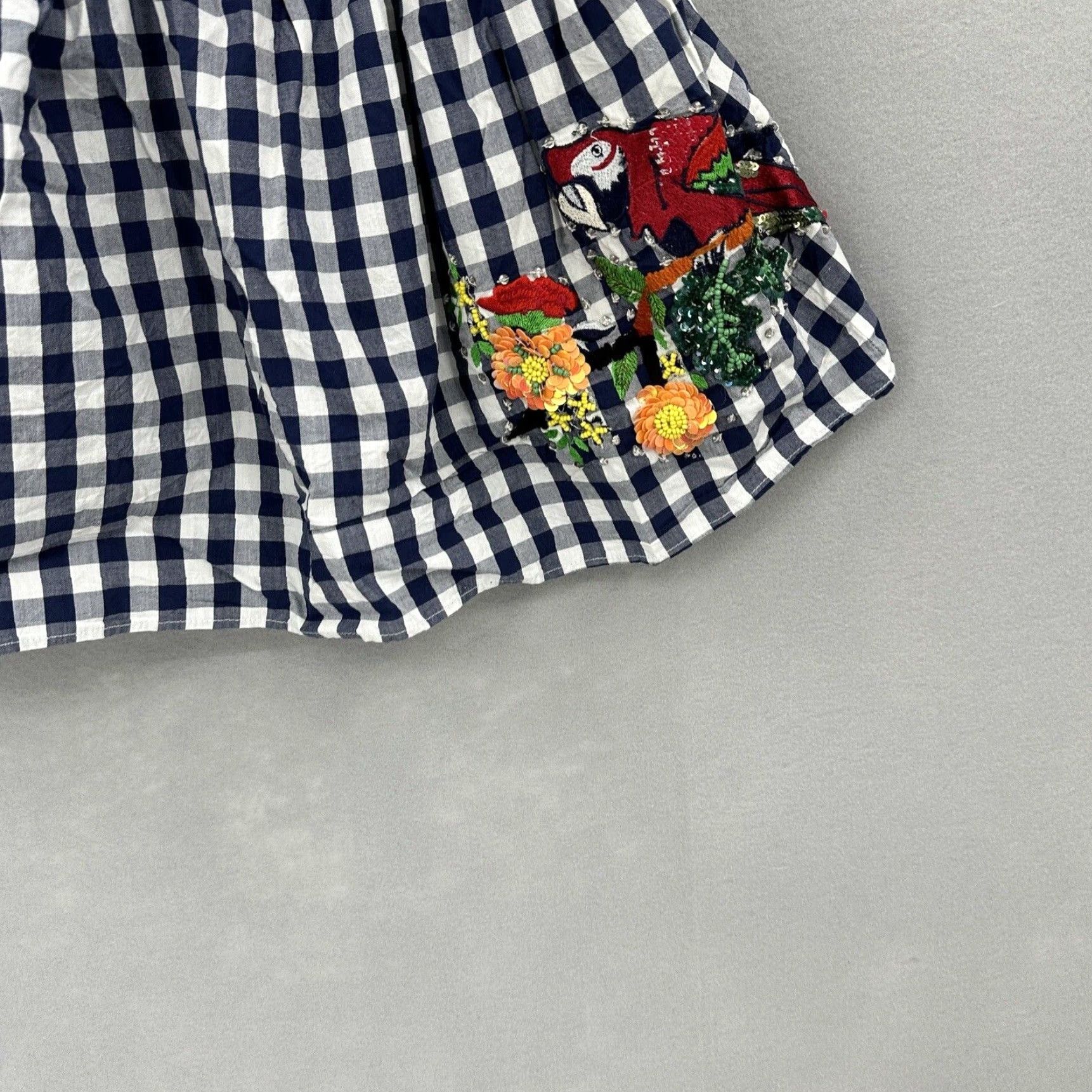 Zara ZARA WOMAN Blouse XS Sequin Beaded Bird Gingham Quiet Cottagecore Boho Womens Size XS / US 0-2 / IT 36-38 - 6 Thumbnail