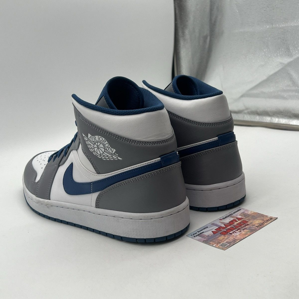 Nike Air Jordan 1 Mid cement true blue Size US 12 / EU 45 - 4 Thumbnail