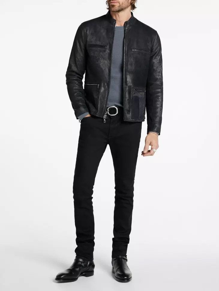 John Varvatos Leather Jacket with chain detail. 54 Size US L / EU 52-54 / 3 - 8 Thumbnail