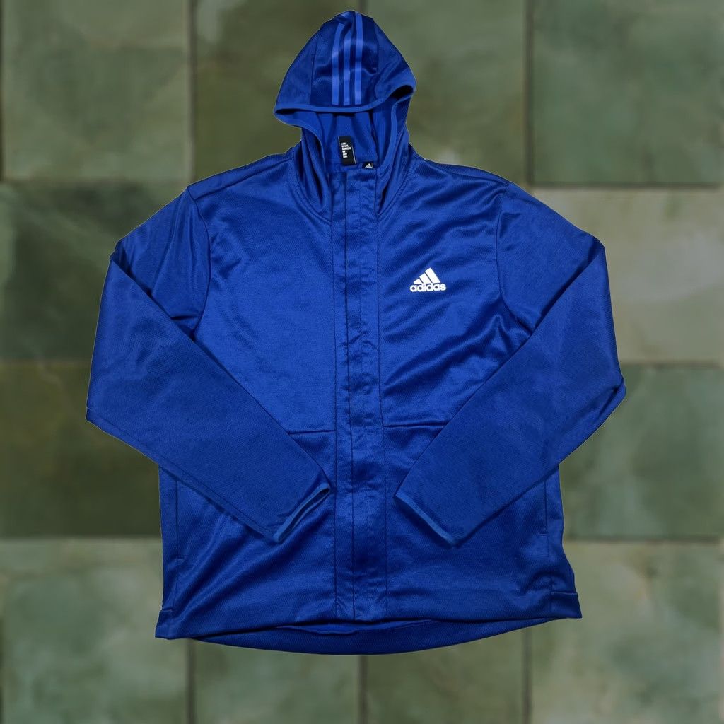 Adidas Adidas Hoodie Mens XL Blue 3-Stripes ClimaWarm Full Zip Athletic Training Jacket Size US XL / EU 56 / 4 - 1 Thumbnail