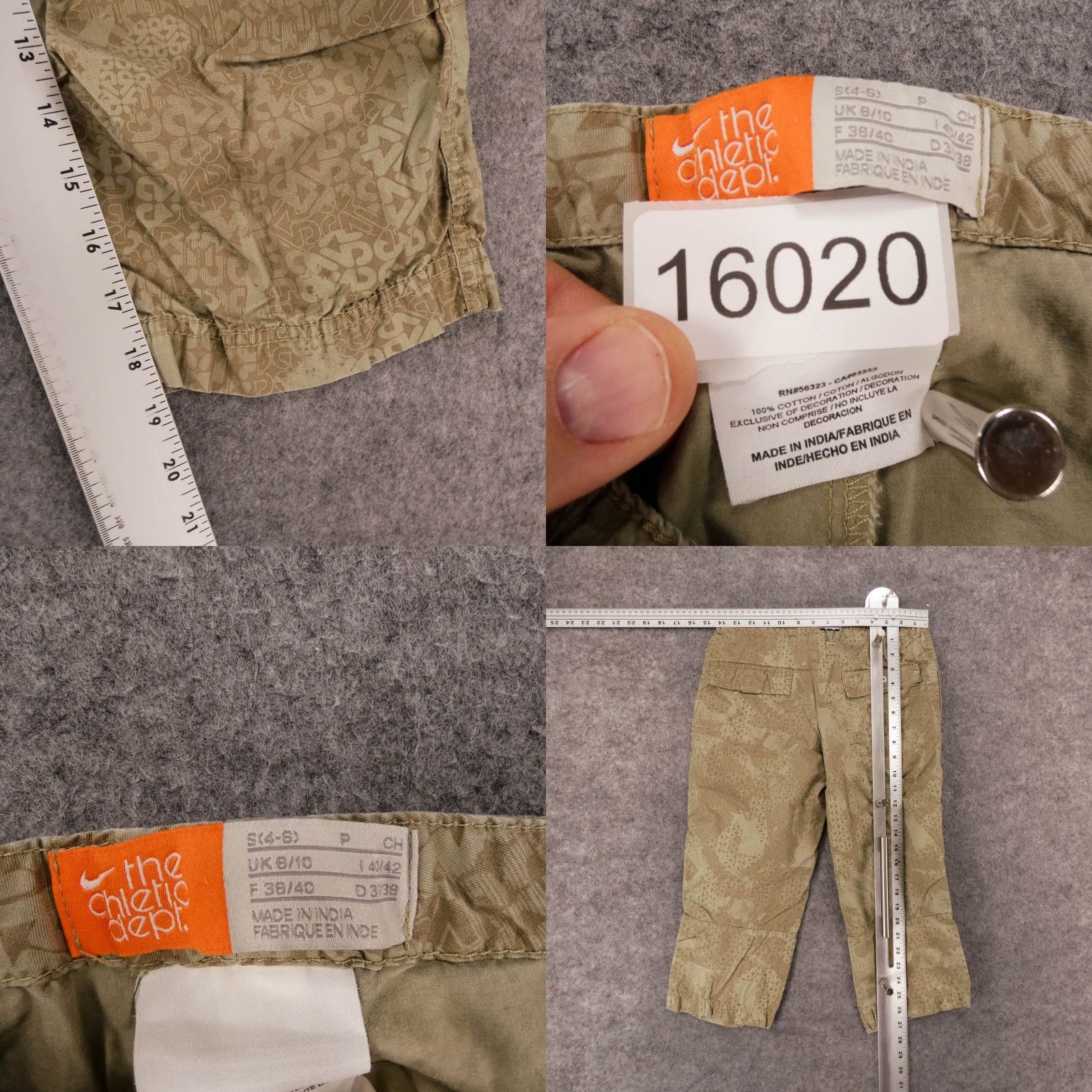 Nike Nike Pants Womens Small Capri Beige Brown Geo Button Fly Drawstring Logo Capris Womens Size 28" / US 6 / IT 42 - 8 Thumbnail