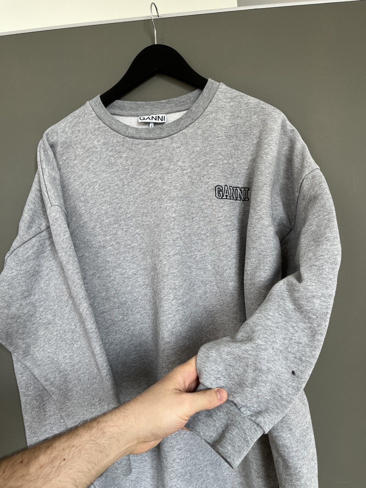 Ganni Ganni Grey Isoli Oversized Sweatshirt Size L / US 10 / IT 46 - 9 Thumbnail