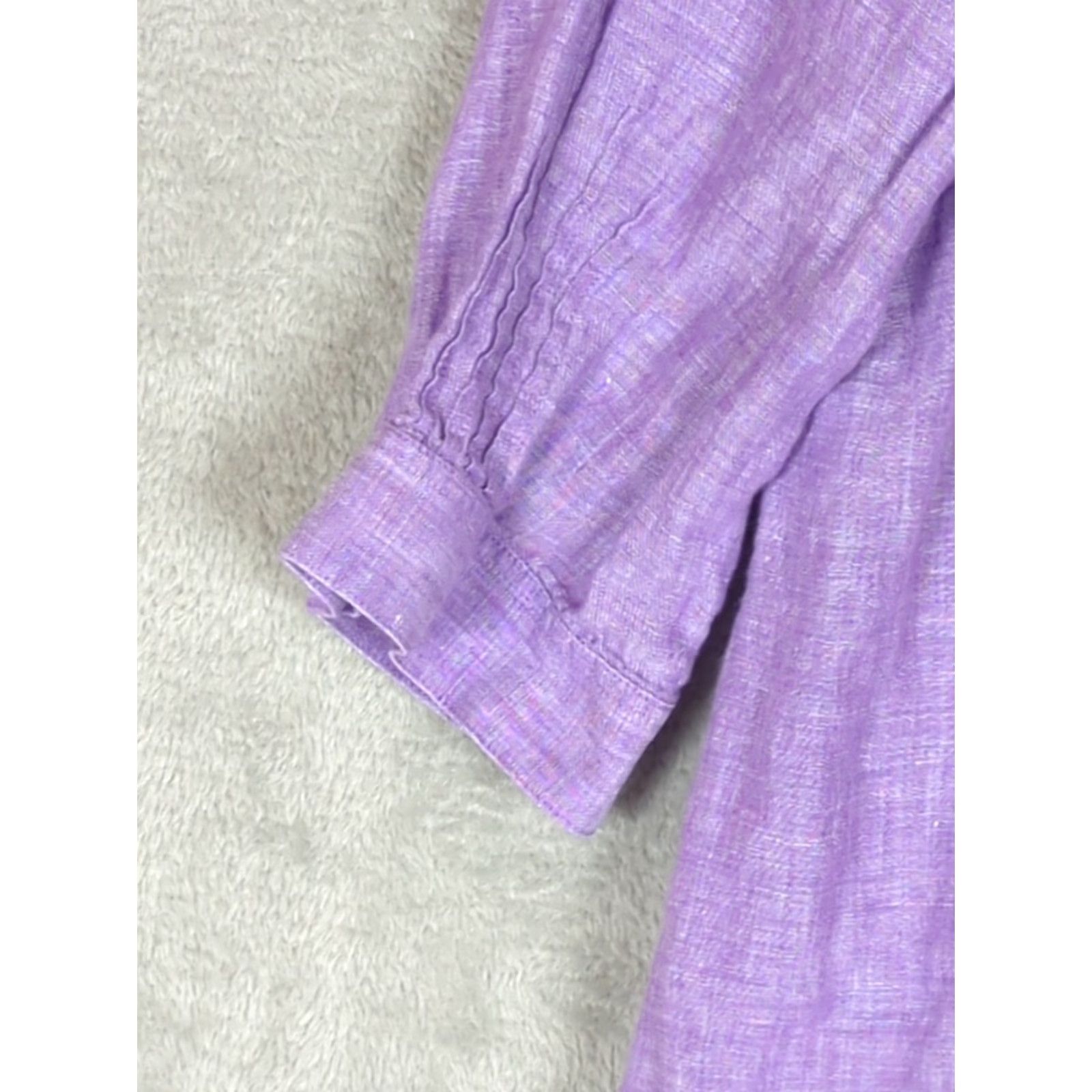 Vintage Foxcroft Linen Button Up Shirt Sz 16 Purple 3/4 Sleeve Beachy Pintuck Resort Cruise Casual Beachy Resort Size XXL / US 16-18 / IT 52-54 - 4 Thumbnail