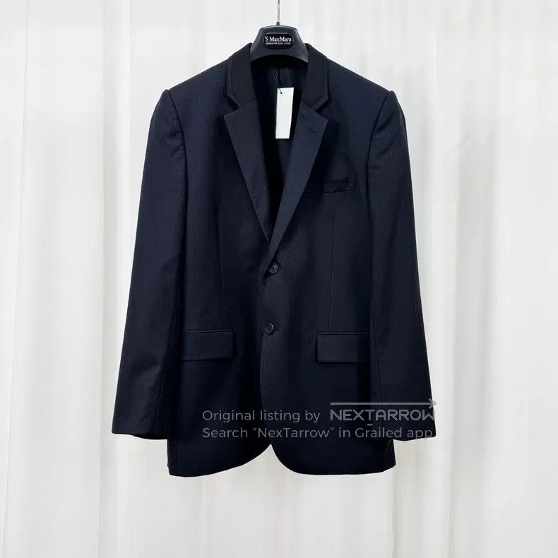 Givenchy Black Wool Shoulder-Padded Suit Jacket (Size 46)
