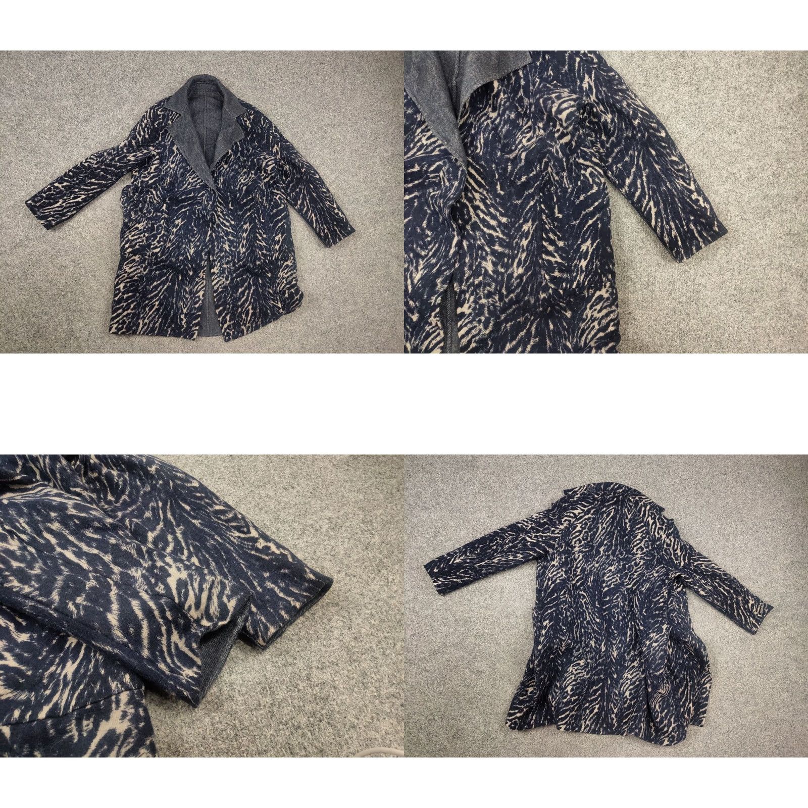 Max Mara VINTAGE Max Mara Weekend Virgin Wool Blend Animal Print Blue reversible Coat Jacket Size L / US 10 / IT 46 - 9 Thumbnail