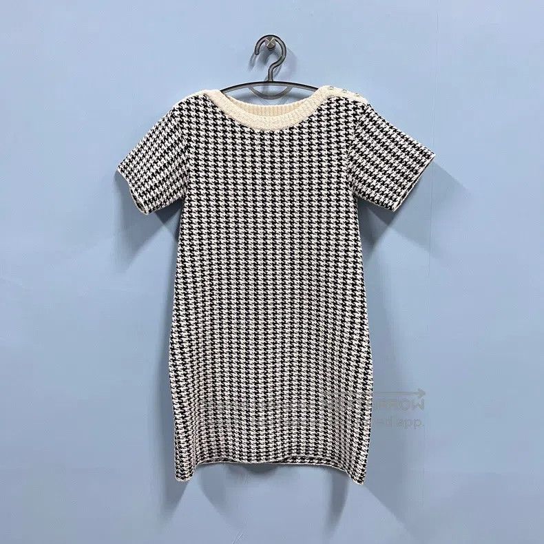 Dior Dior Thousand-bird checkered pearl buckle knitted dress Size XXS / US 00 / IT 34 - 1 Thumbnail