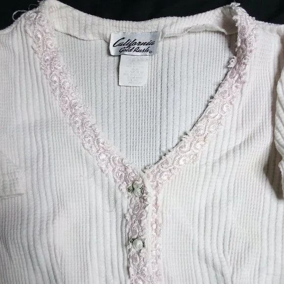 Other Vintage California Gold Rush Cropped Lace Trim Blouse Top Size M / US 6-8 / IT 42-44 - 4 Thumbnail
