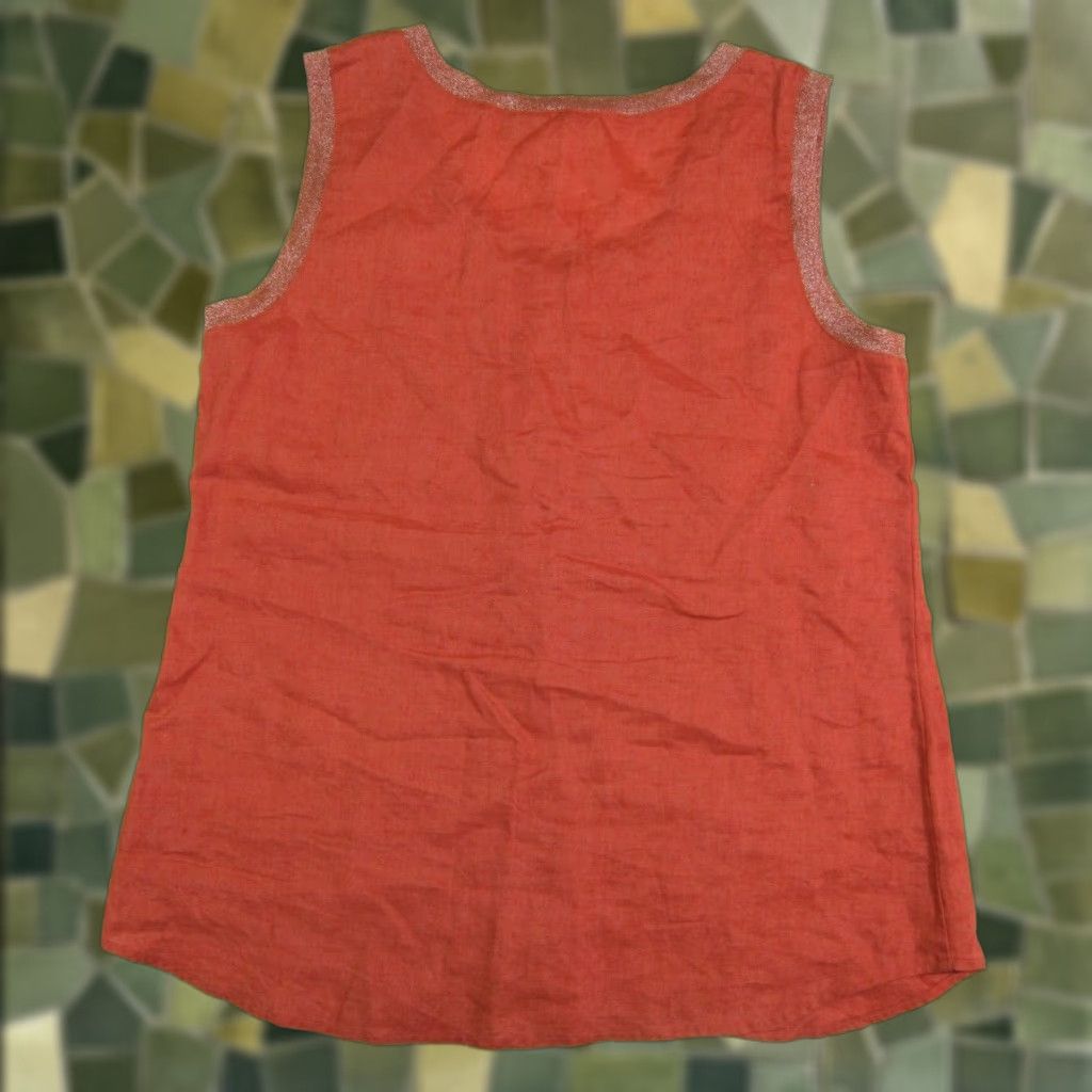 Soft Surroundings Soft Surroundings Orange Metallic Linen Sleeveless Tank Blouse Shirt Women Small Size S / US 4 / IT 40 - 1 Thumbnail
