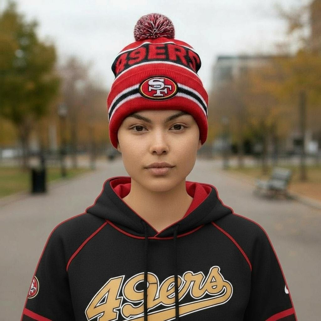 New Era NEW NFL SF 49ers Sideline Coach Pom Beanie RARE Vintage 2014 Size ONE SIZE - 1 Thumbnail
