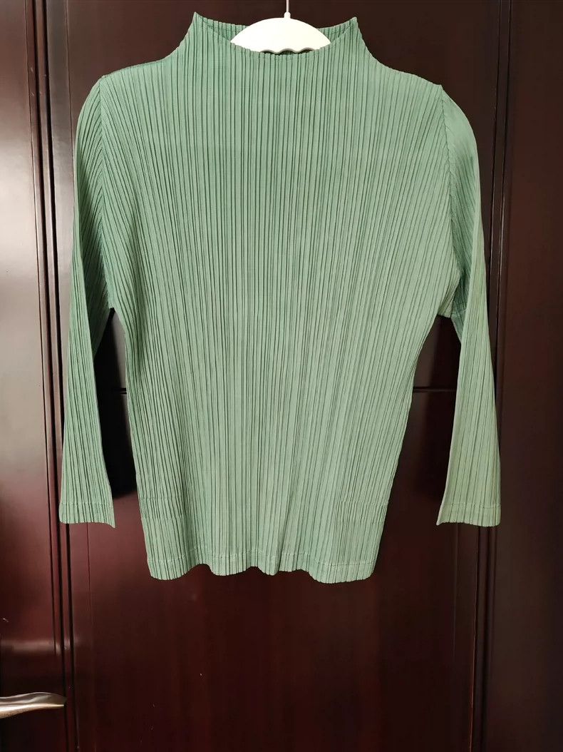 issey miyake size:3 Green long-sleeved top 2506-Nextarrow
