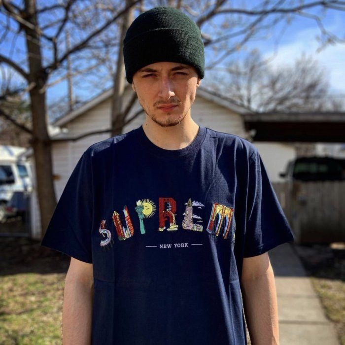 Supreme Supreme City Arc Tee navy medium size | Grailed