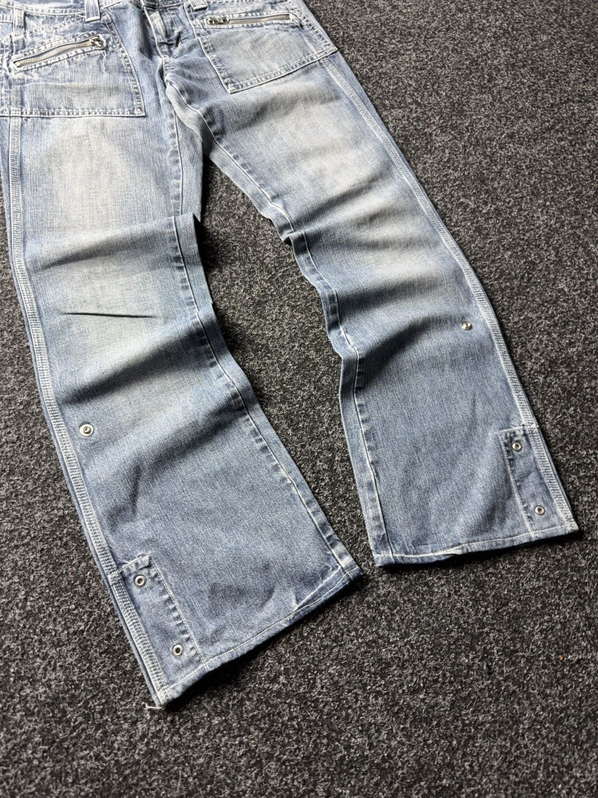 United Colors Of Benetton Retro 90s Benetton Y2K zip pocket wide leg denim jeans 28 Size 30" / US 8 / IT 44 - 4 Thumbnail