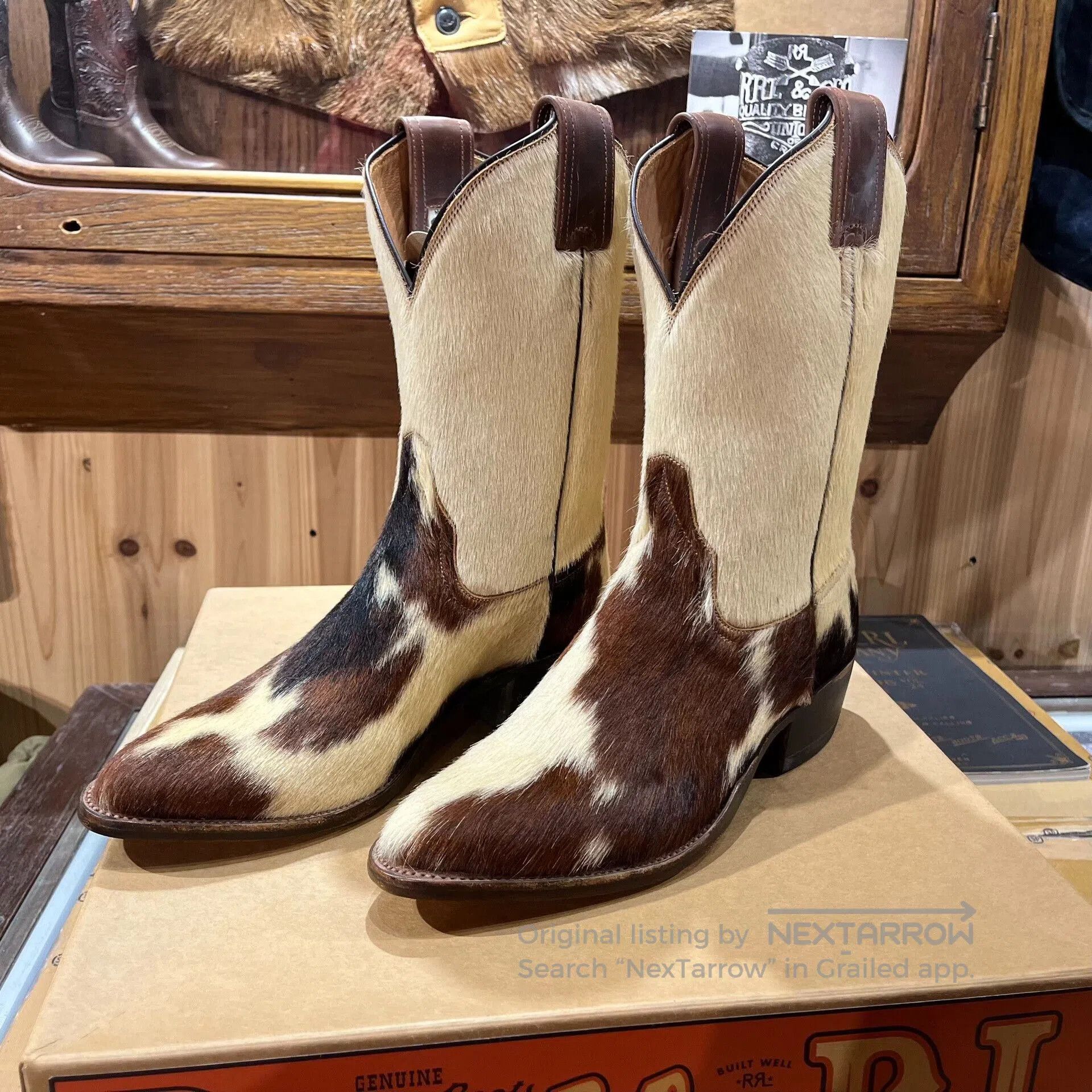 RRL Ralph Lauren rrl cowhide western cowboy boots. Size US 8 / EU 41 - 1 Thumbnail