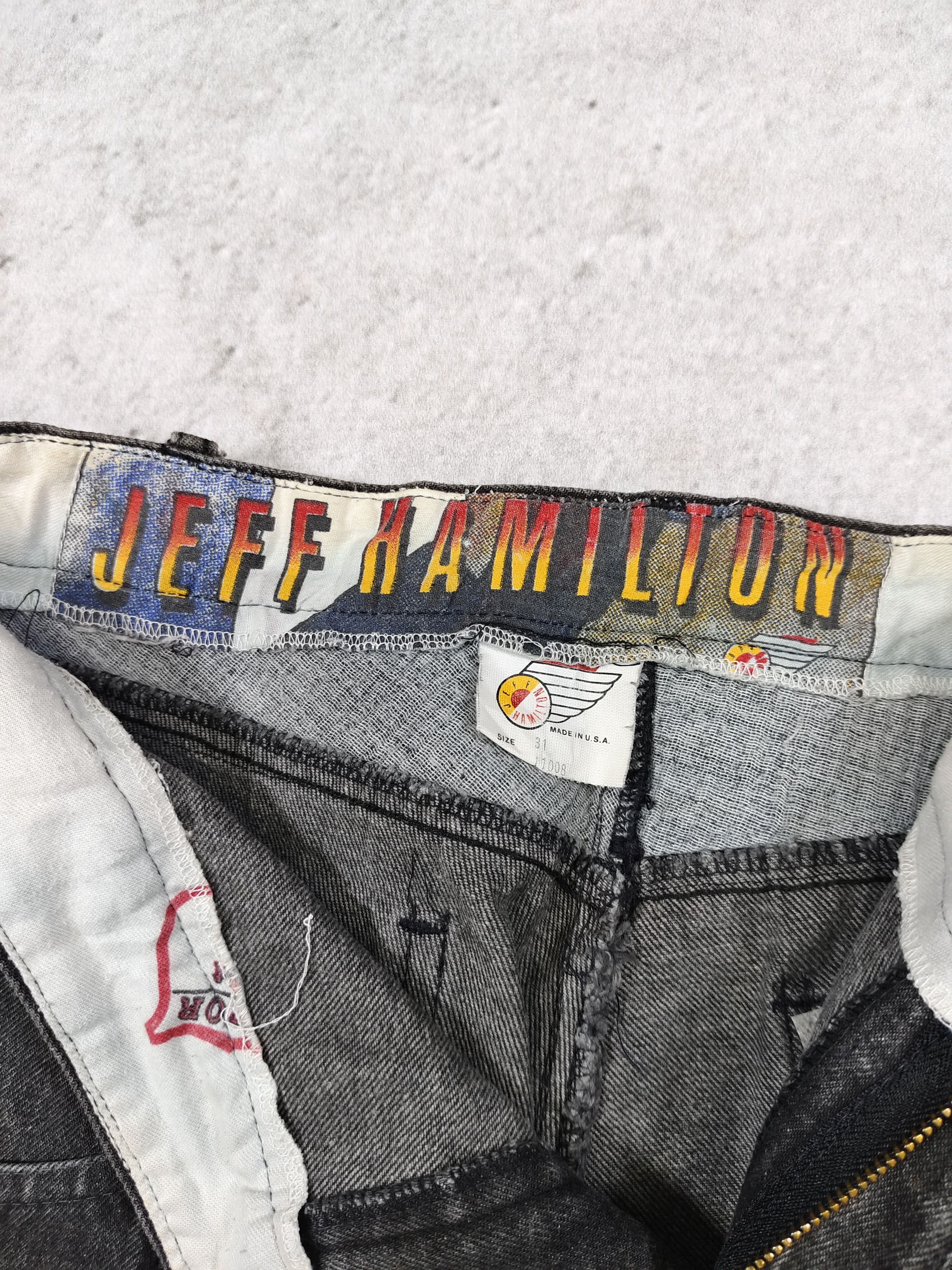 Jeff Hamilton 80s Jeff Hamilton- Archive Rocker Grunge Leather Trim Jeans Size US 31 - 9 Thumbnail