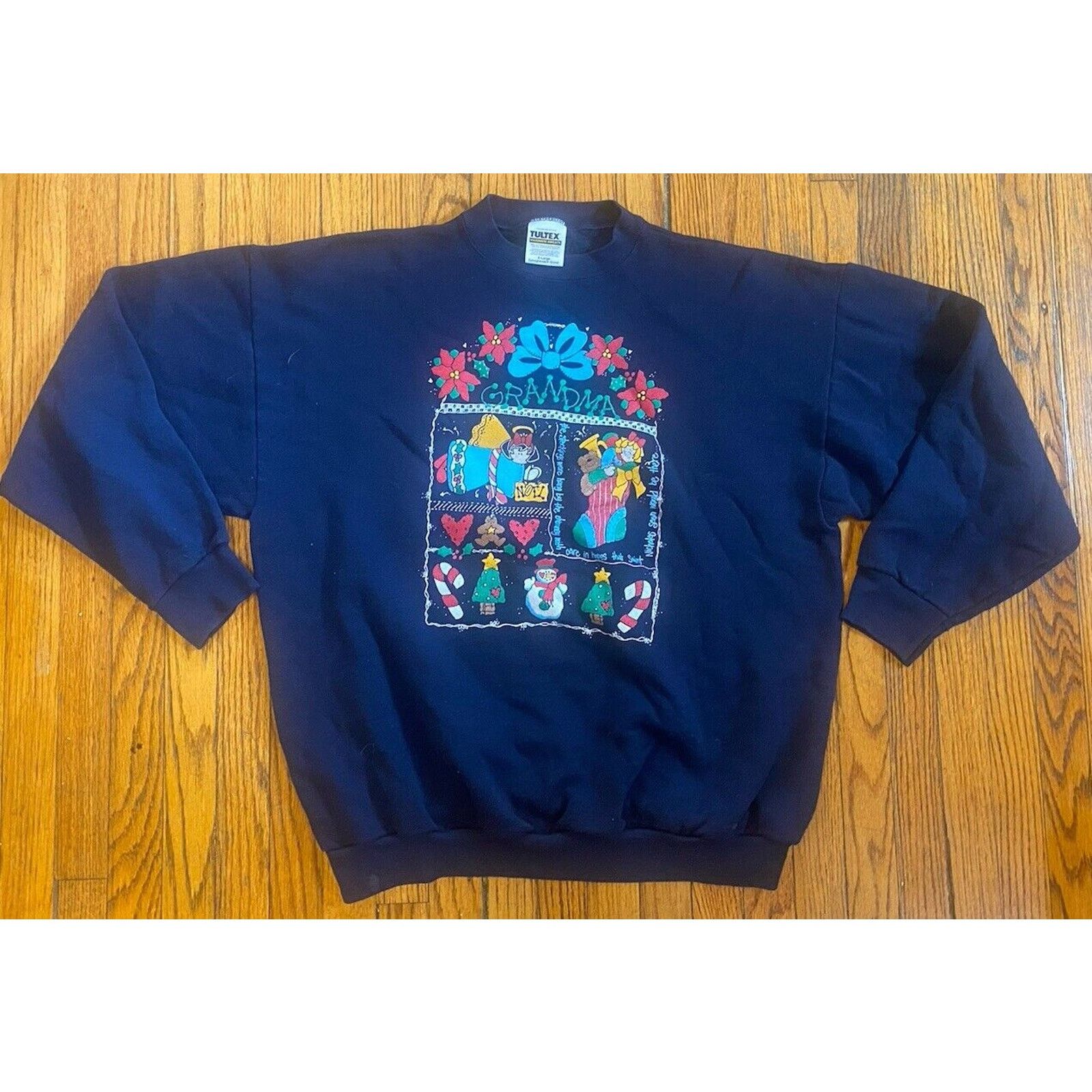 Tultex Vintage Tultex Grandma Christmas Sweatshirt Women’s XL Navy Size XL / US 12-14 / IT 48-50 - 2 Thumbnail
