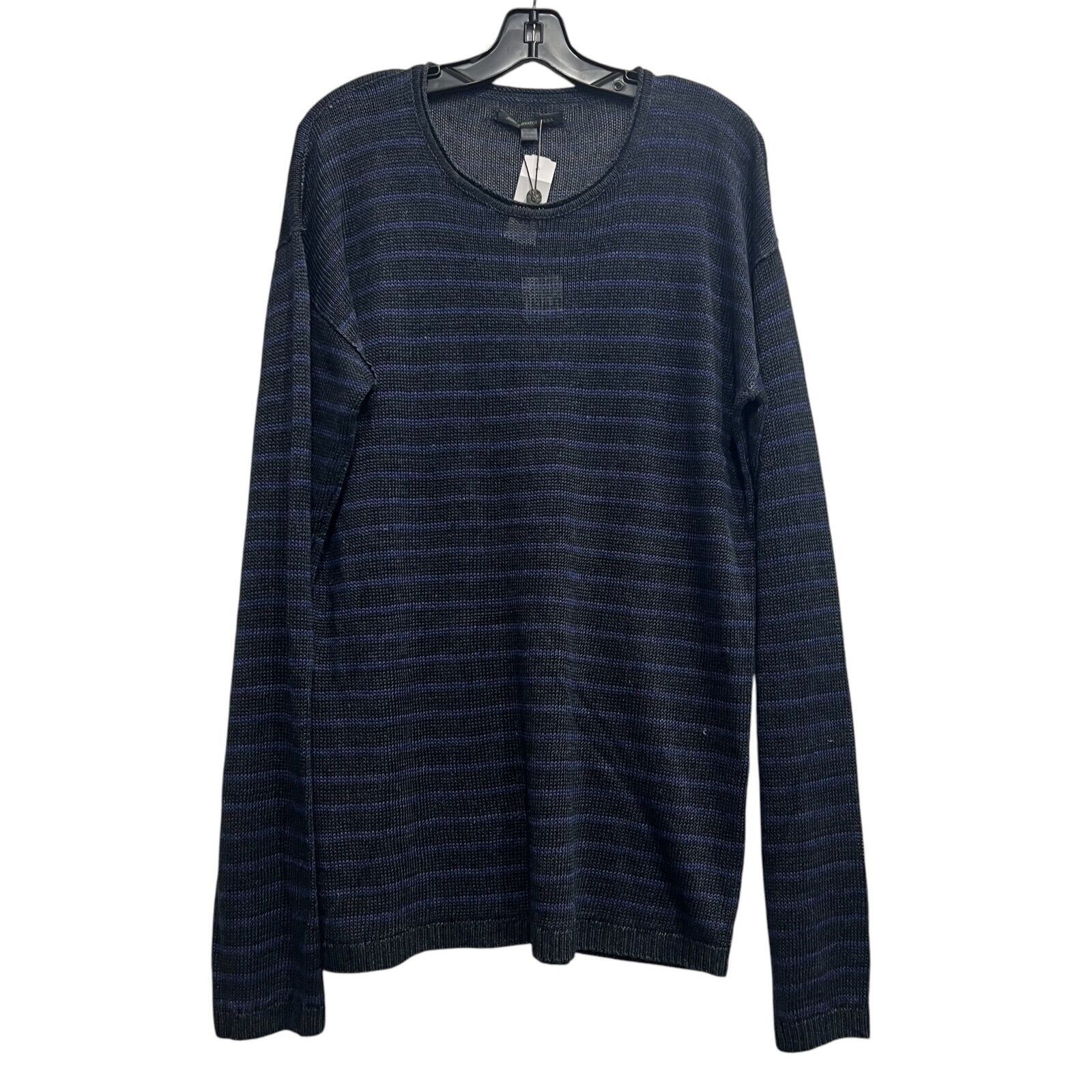 John Varvatos $200 NWD Midnight Striped LS Crewneck Linen Sweater Size US XL / EU 56 / 4 - 2 Thumbnail