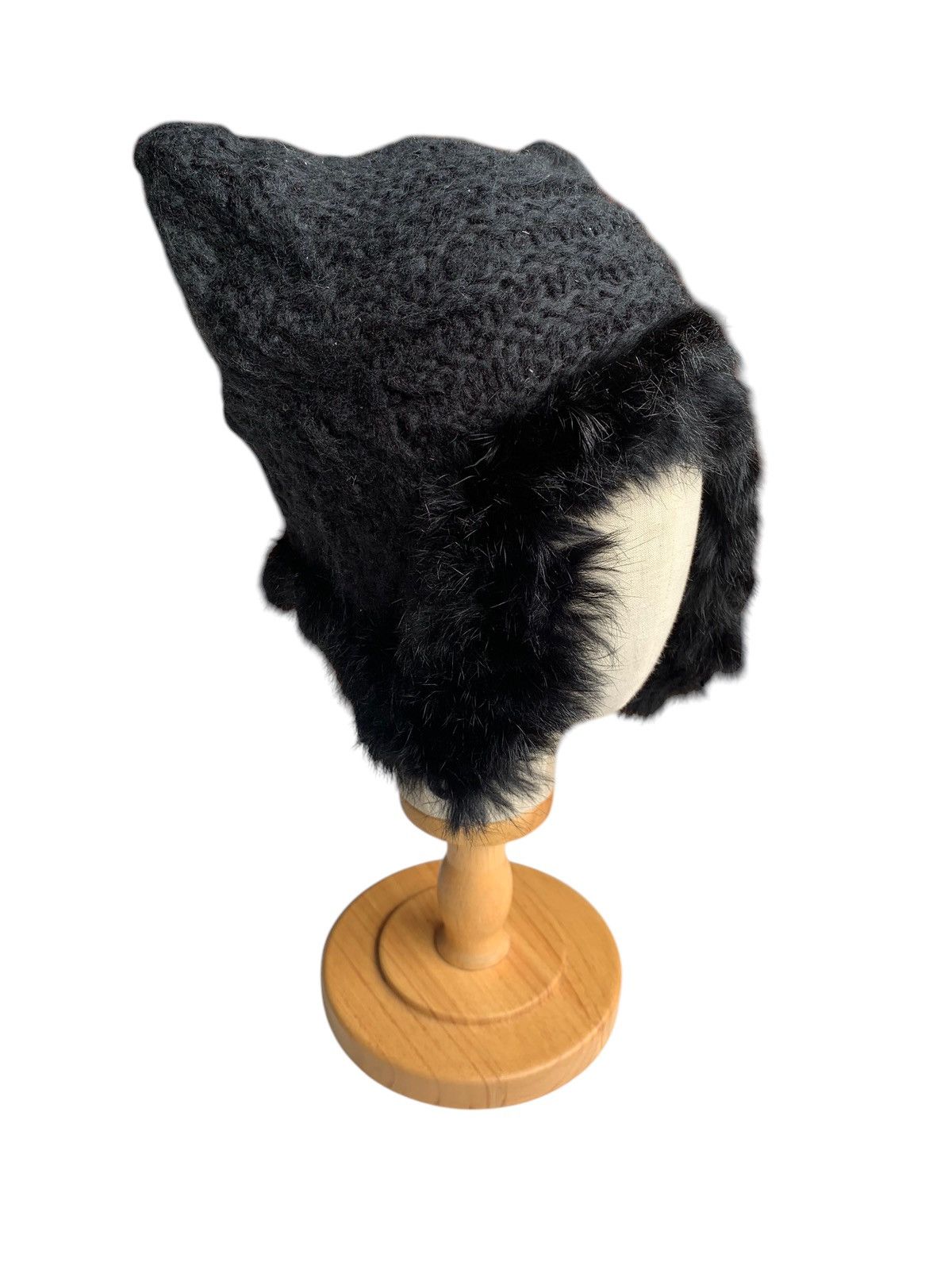 14th Addiction × Vintage Bunny Horn Devil Knitted Crochet Rare Hairy Fur Punk Hat☠️🎌 Size ONE SIZE - 6 Thumbnail