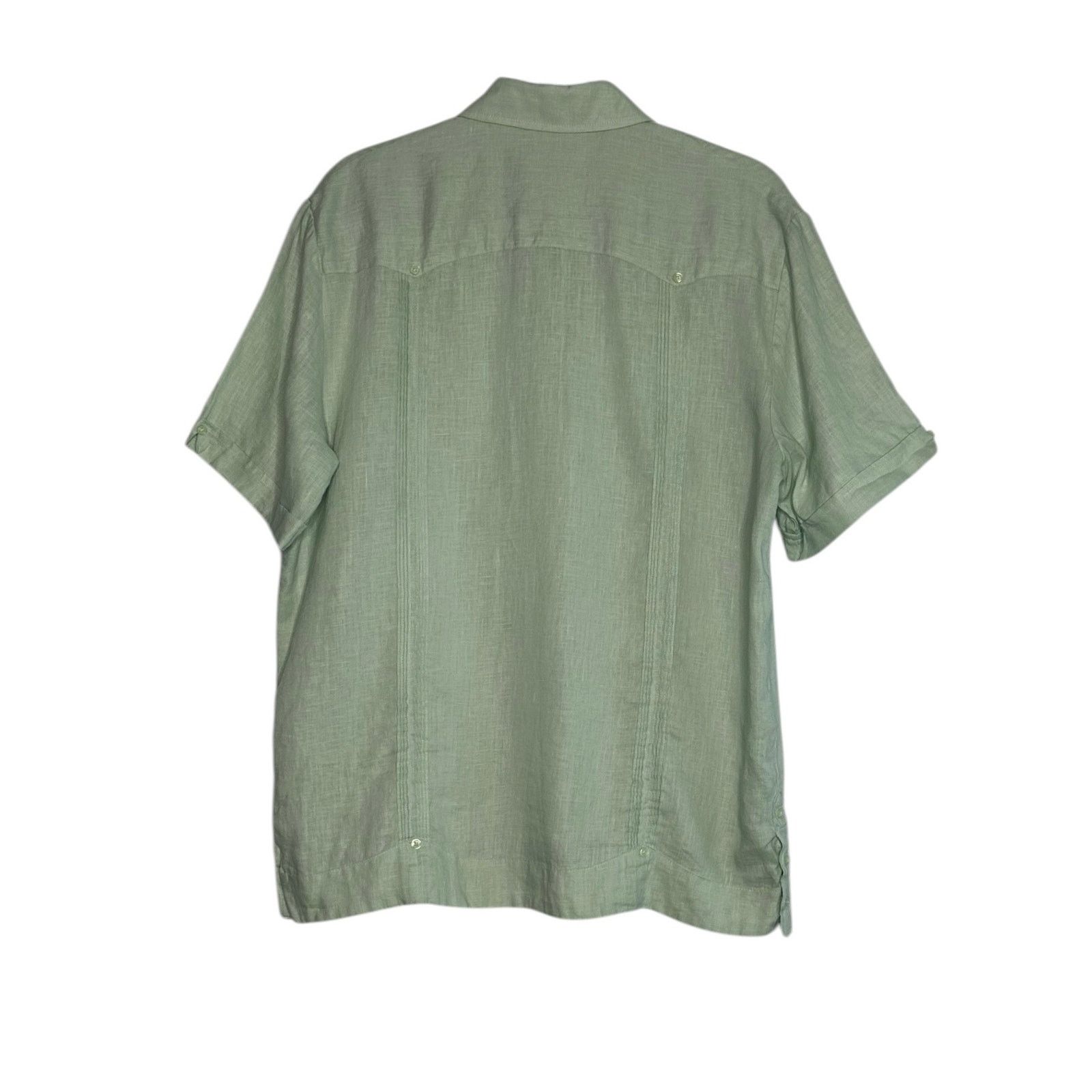 Cubavera Cubavera light green linen short sleeves shirt size medium Size US M / EU 48-50 / 2 - 2 Thumbnail