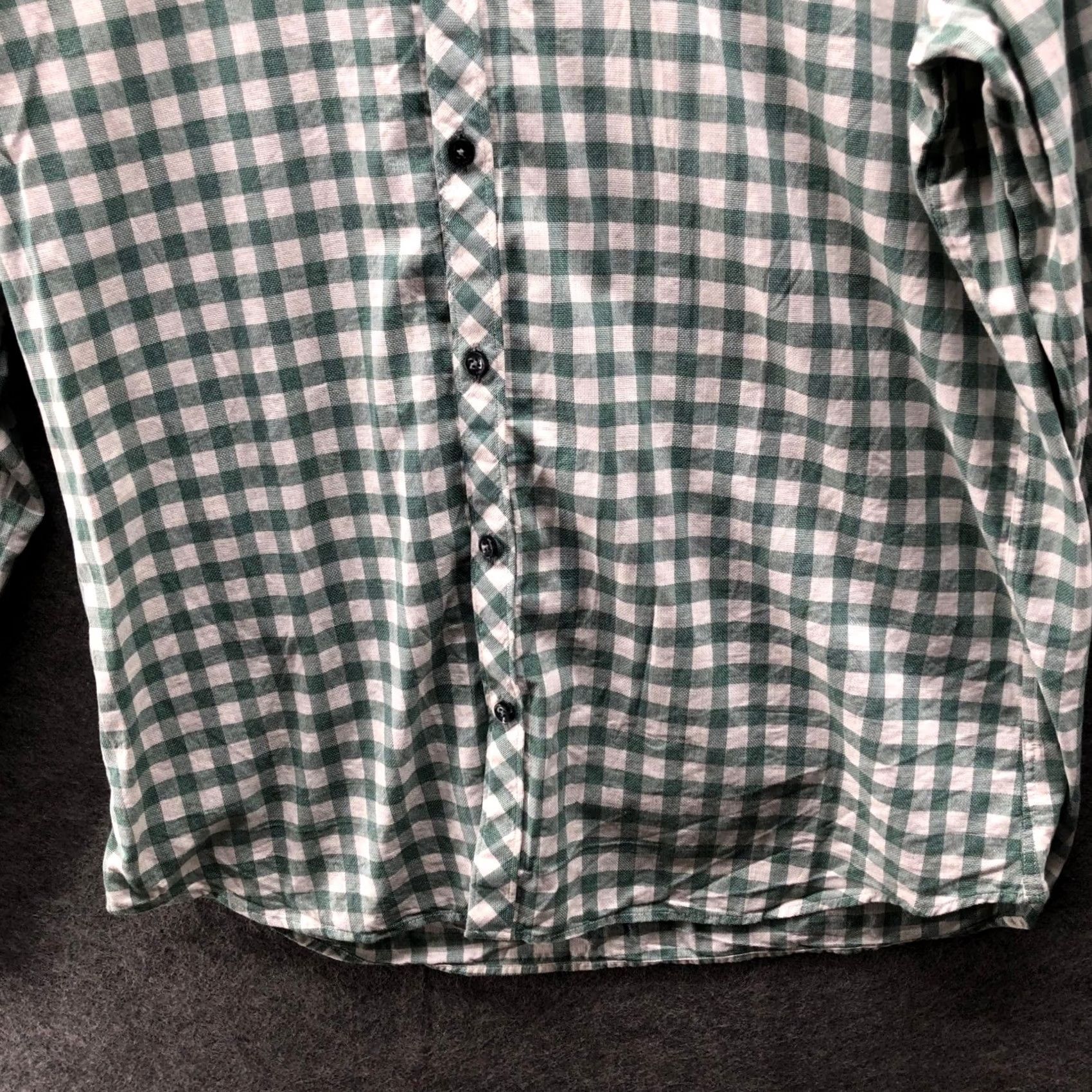 Jared Lang Jared Lang Slub Cotton Shirt Mens XL Green White Check Long Sleeve Breathable Size US XL / EU 56 / 4 - 4 Thumbnail