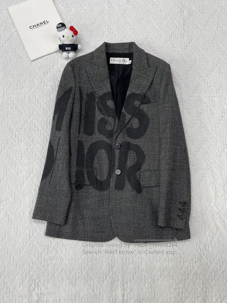 Dior Dior Gray letter suit jacket Size XXS / US 00 / IT 34 - 1 Thumbnail