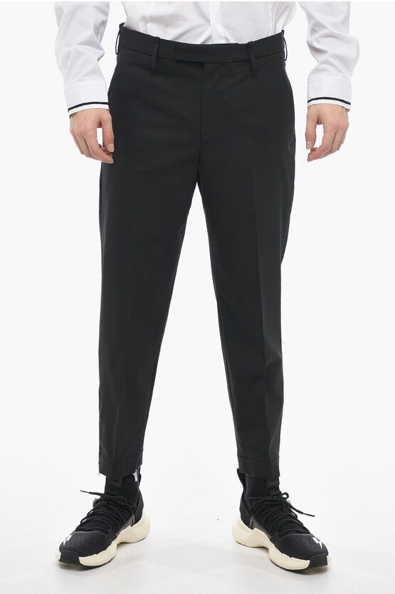 image of Neil Barrett Slim Fit Jamie Chinos Pants With Ankle Zips in Black, Men's (Size 32)