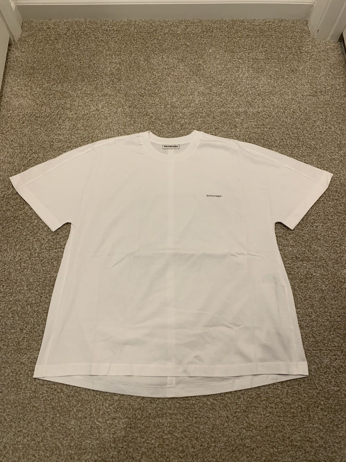 image of Balenciaga Copyright Logo Tee in White, Men's (Size XS)