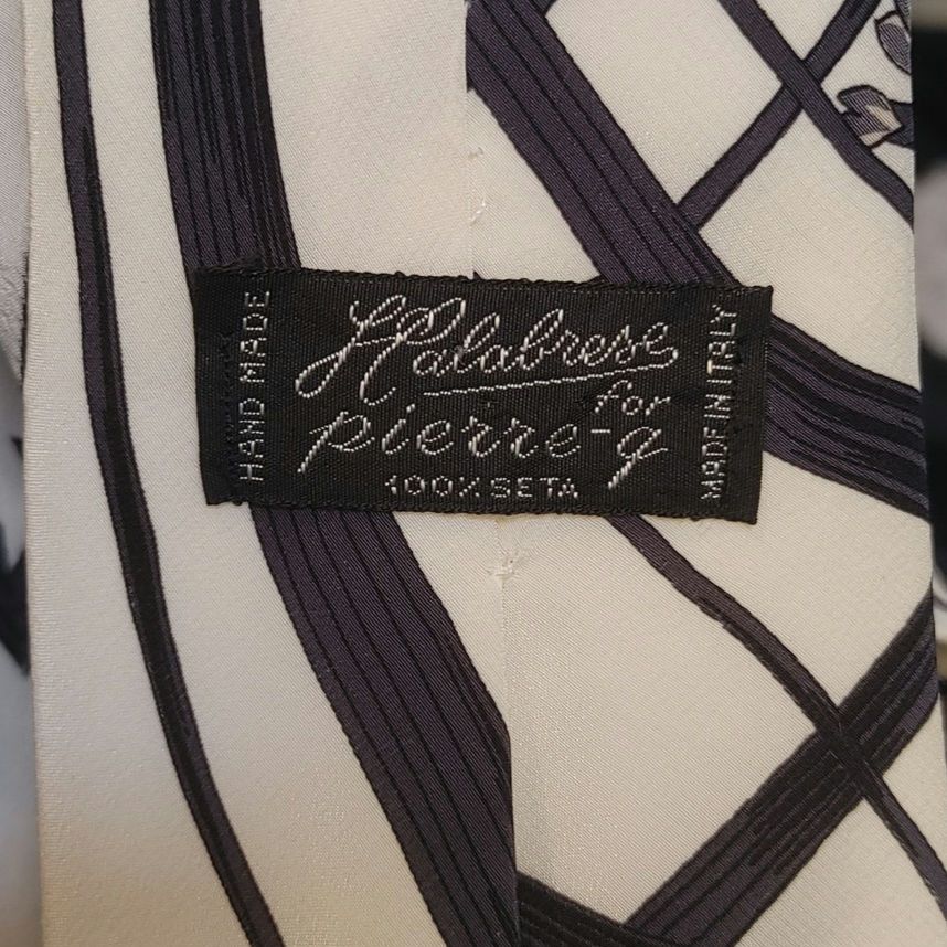 Other Halabrese Men's 100% Silk OS White/Black Floral handmade Tie Size ONE SIZE - 2 Thumbnail