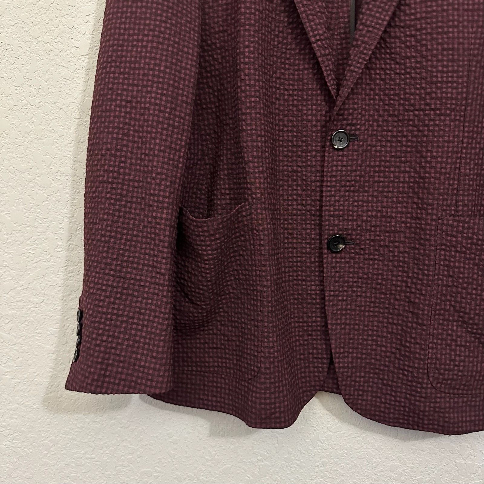 Ermenegildo Zegna ERMENEGILDO ZEGNA Seersucker Blazer Unlined Wool Silk Size 52R - 4 Thumbnail