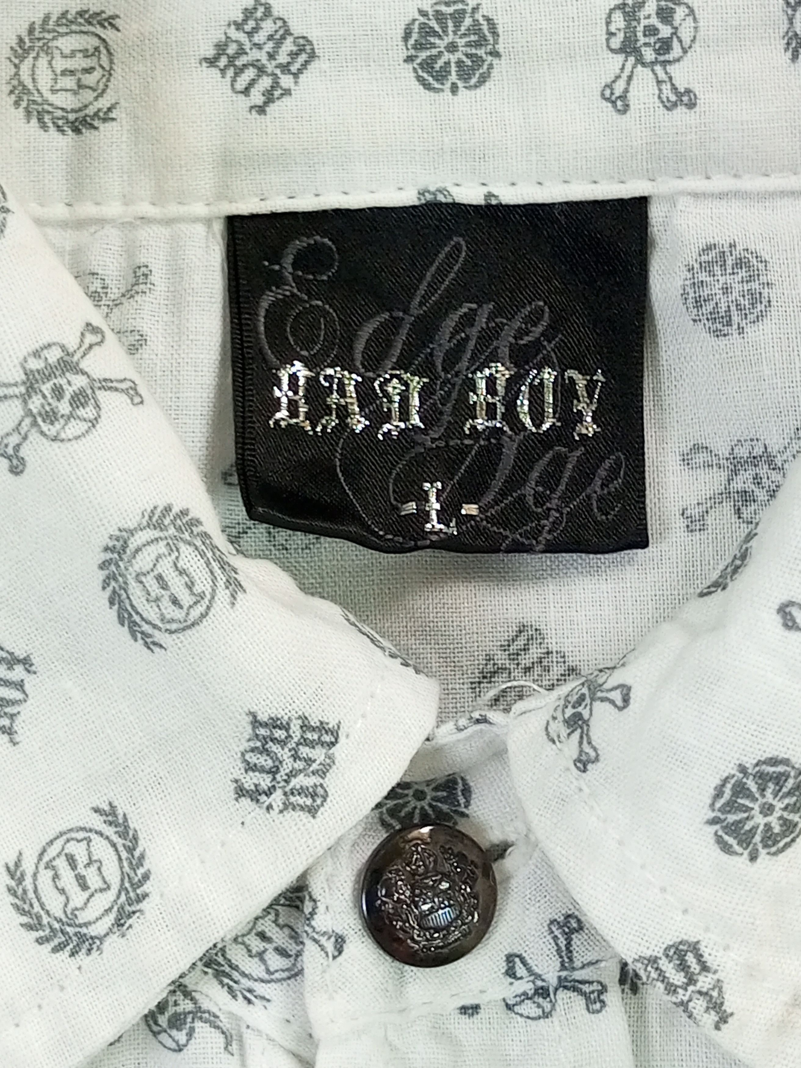 Japanese Brand Badboy full Skull print Y2K Poem Shirt Size US L / EU 52-54 / 3 - 9 Thumbnail