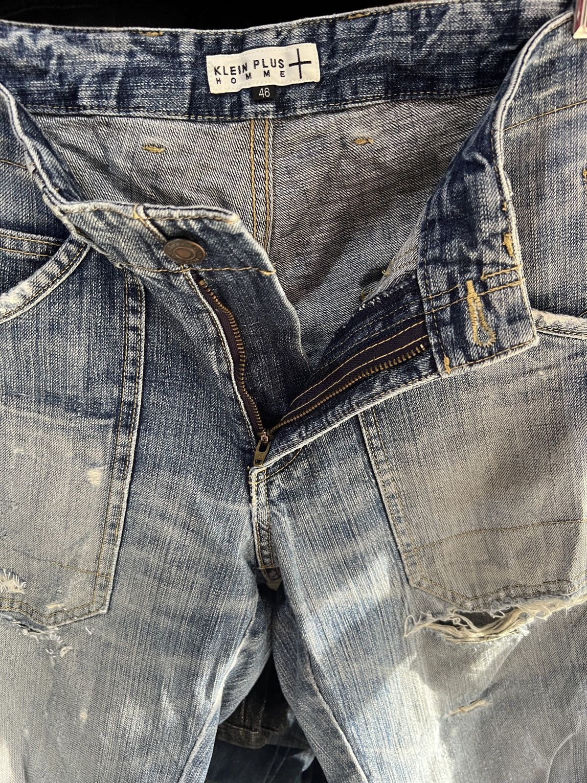 Michel Klein 🔥Klein Plus Homme Distressed Denim With Buckle Back Size US 33 - 12 Thumbnail