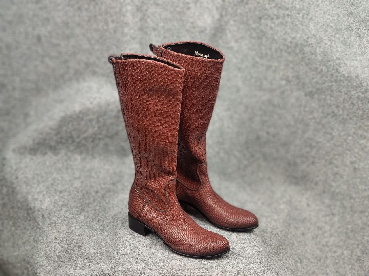 RoccoP Rocco P. Braided leather High Round Toe Riding Tall Boots Size US 6.5 / IT 36.5 - 6 Thumbnail