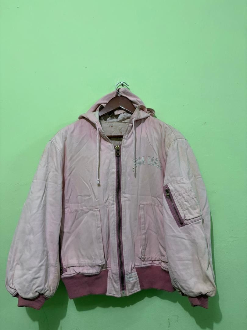 Pink House Vintage Pink House Bomber Jacket Big Logo Design With Hoodie Size US M / EU 48-50 / 2 - 1 Thumbnail