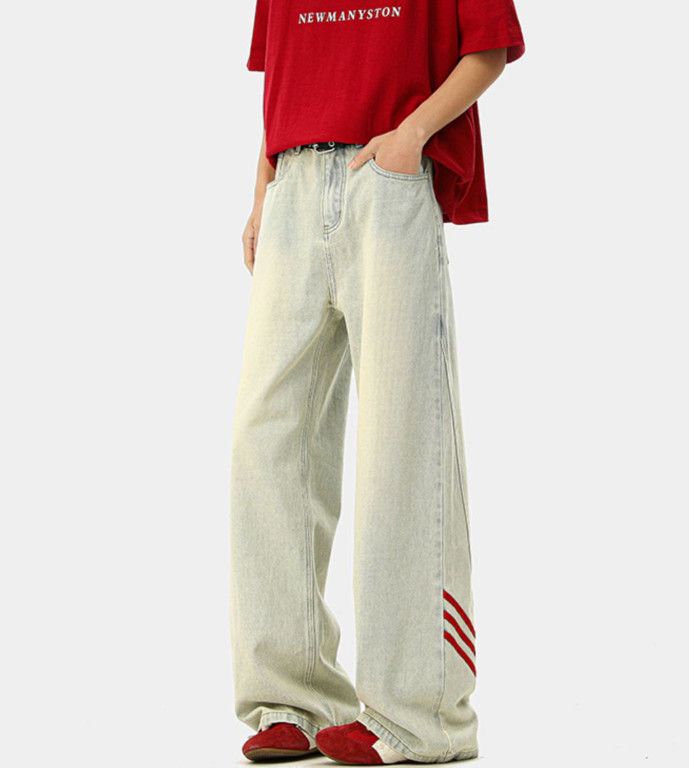 Japanese Brand Retro American high street straight patchwork work jeans Size US 32 / EU 48 - 2 Thumbnail