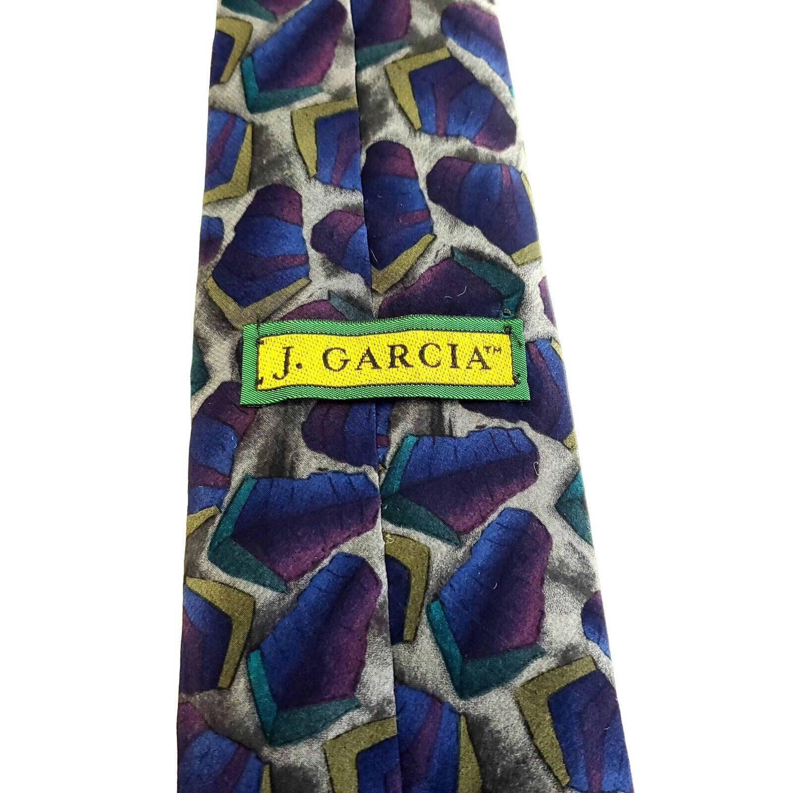 Grateful Dead J. Garcia Blue Gray Silk Tie Woven Geometric Size ONE SIZE - 4 Thumbnail